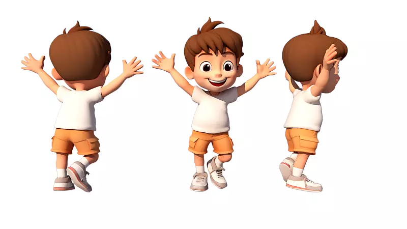 Cartoon Boy 3D Character FBX Model for Digital Projects Free low-poly 3D model_2