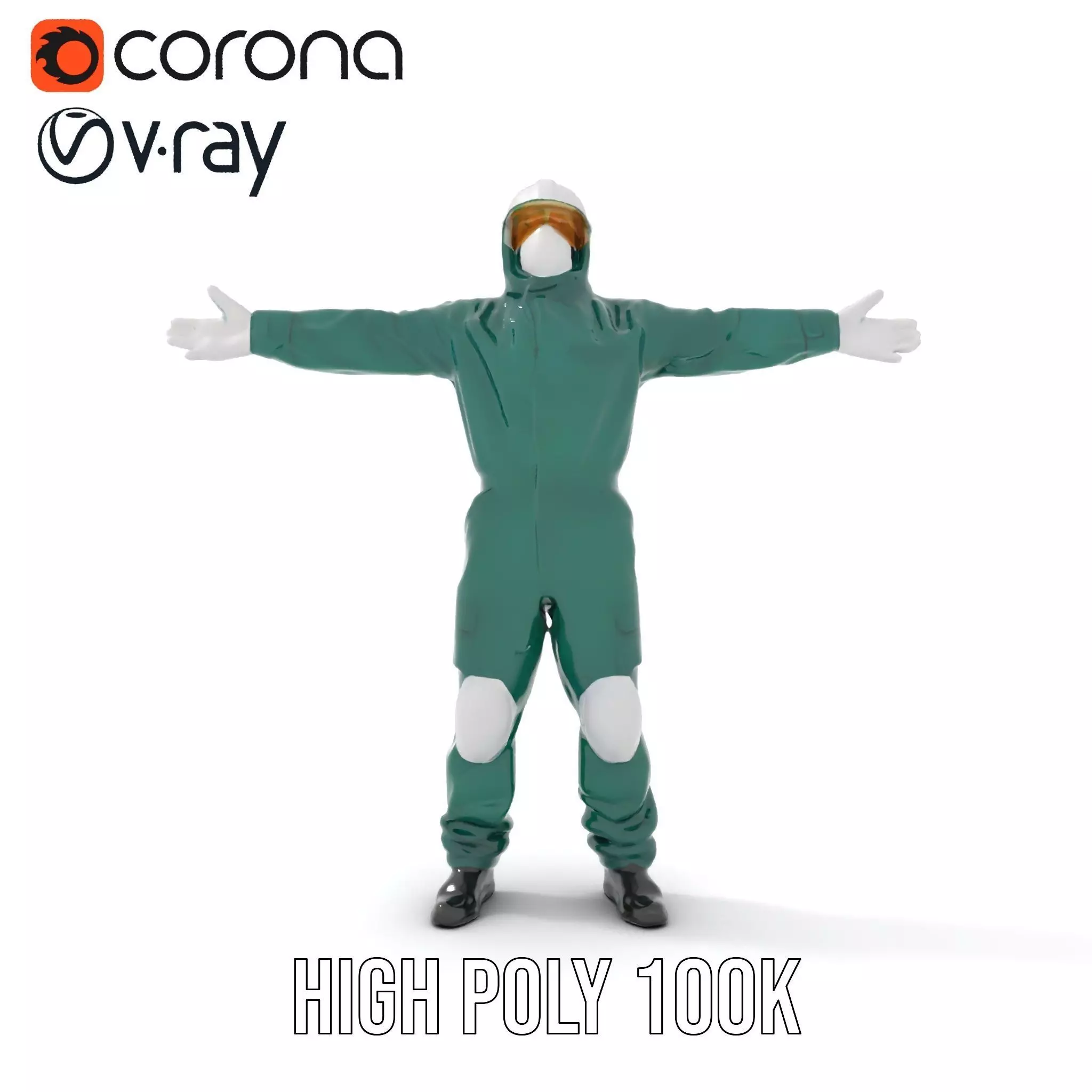 Green Protective Suit model pack Low-poly 3D model_20