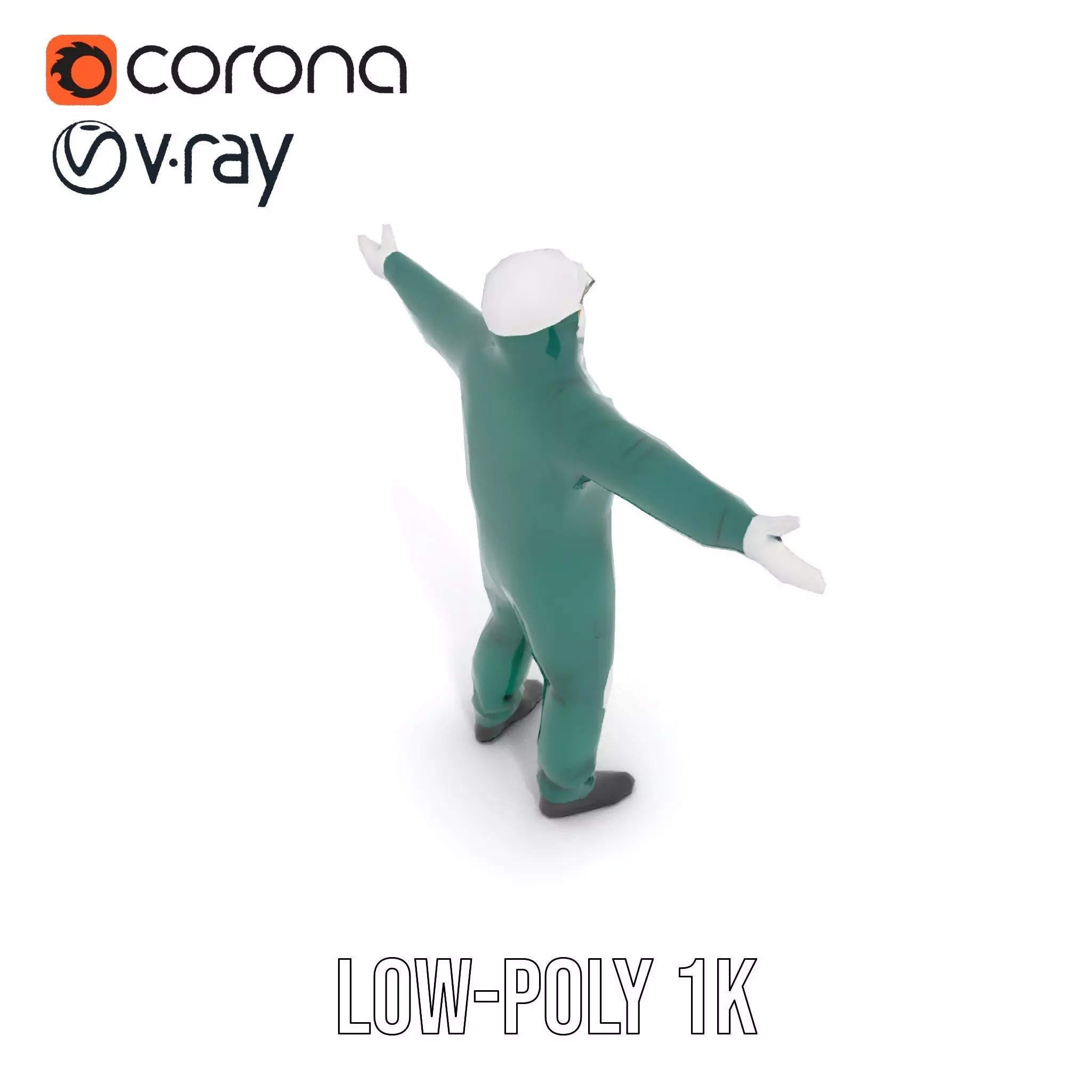 Green Protective Suit model pack Low-poly 3D model_9