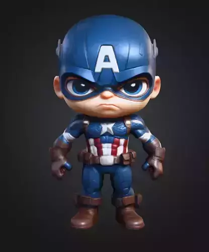 Captain America Muscular body Low-poly 3D model