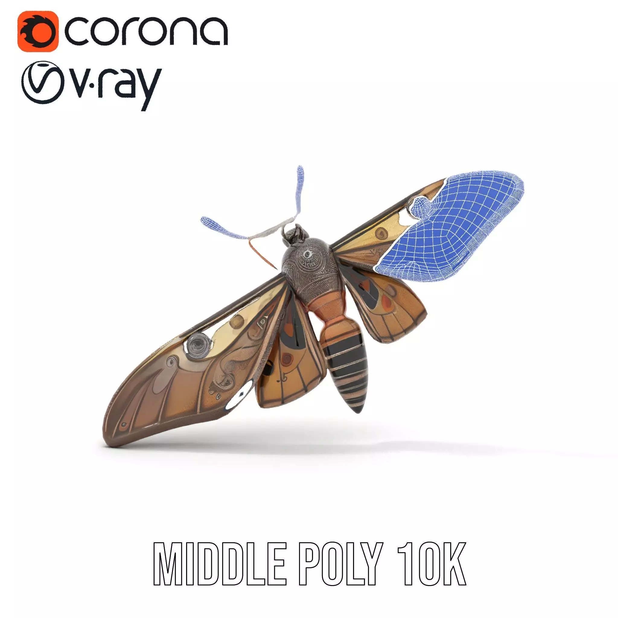 Elegant Mechanical Moth model pack Low-poly 3D model_24