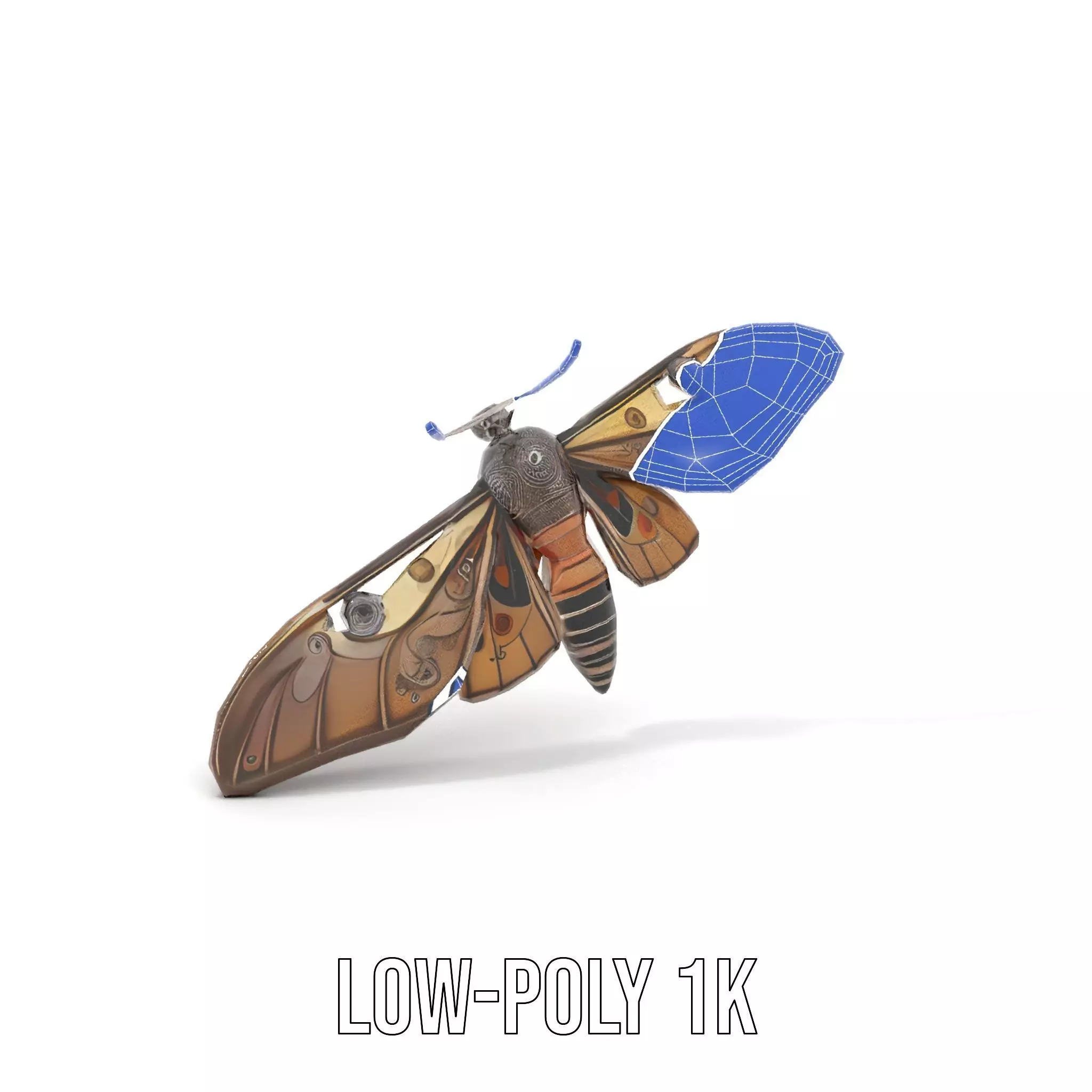 Elegant Mechanical Moth model pack Low-poly 3D model_9