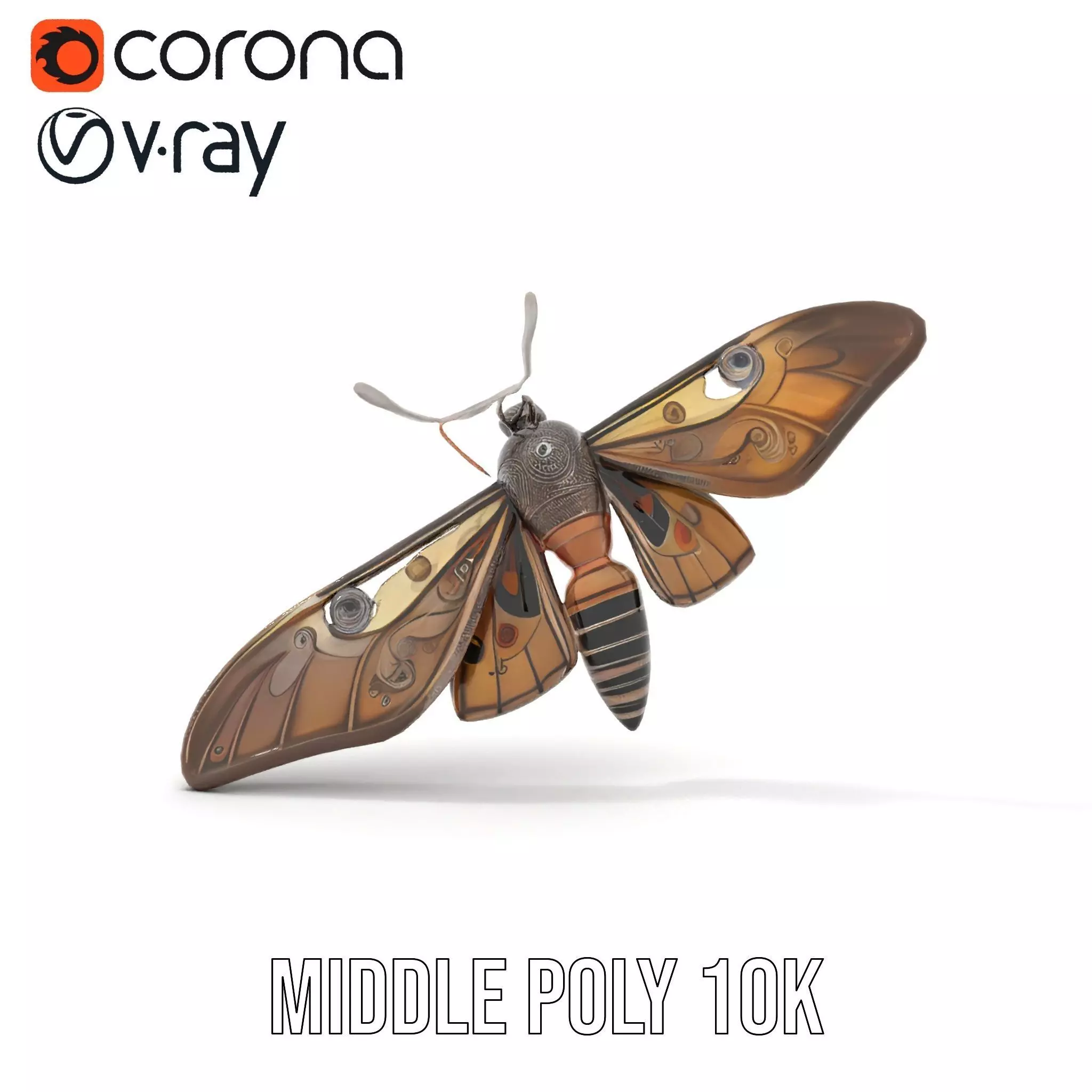 Elegant Mechanical Moth model pack Low-poly 3D model_13