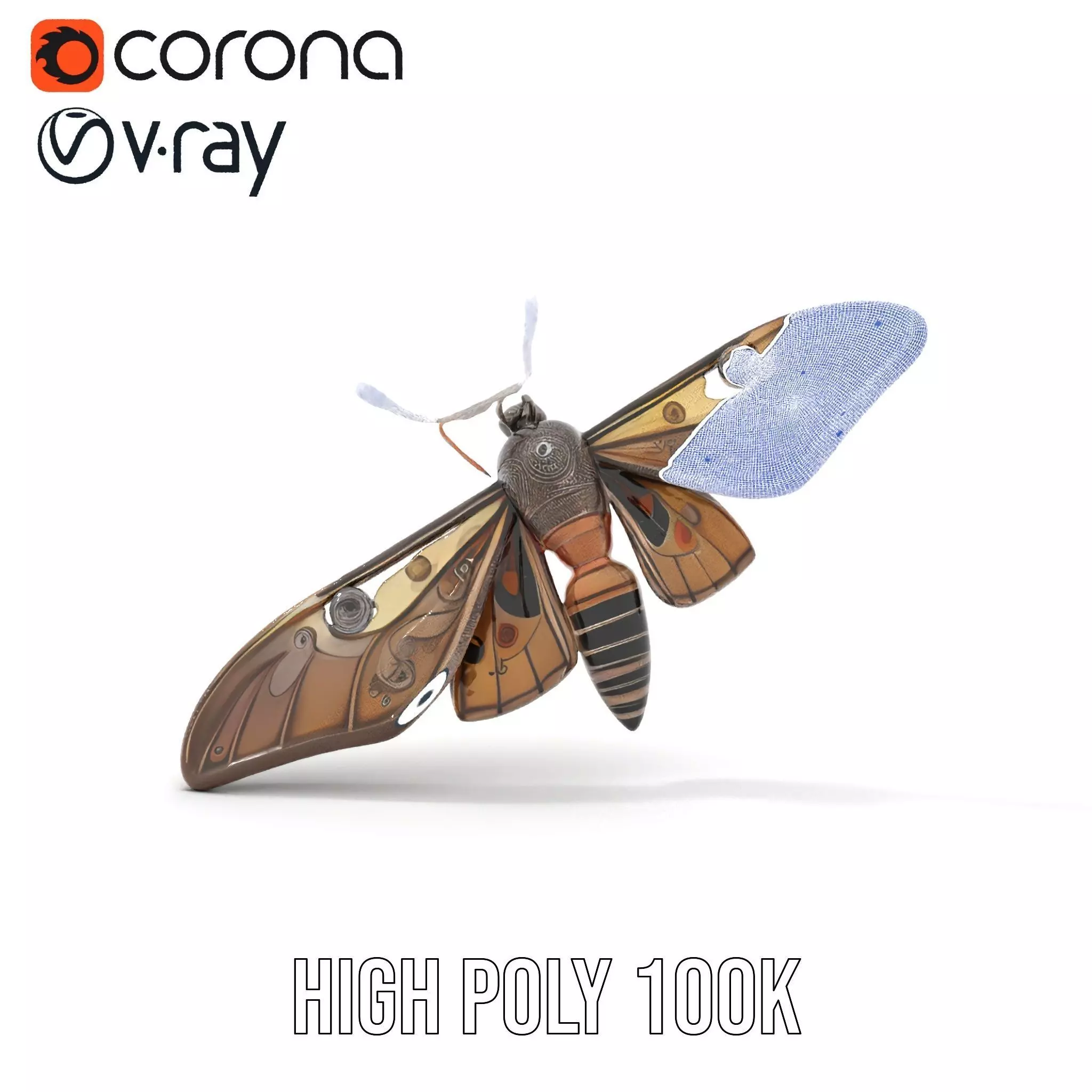 Elegant Mechanical Moth model pack Low-poly 3D model_26