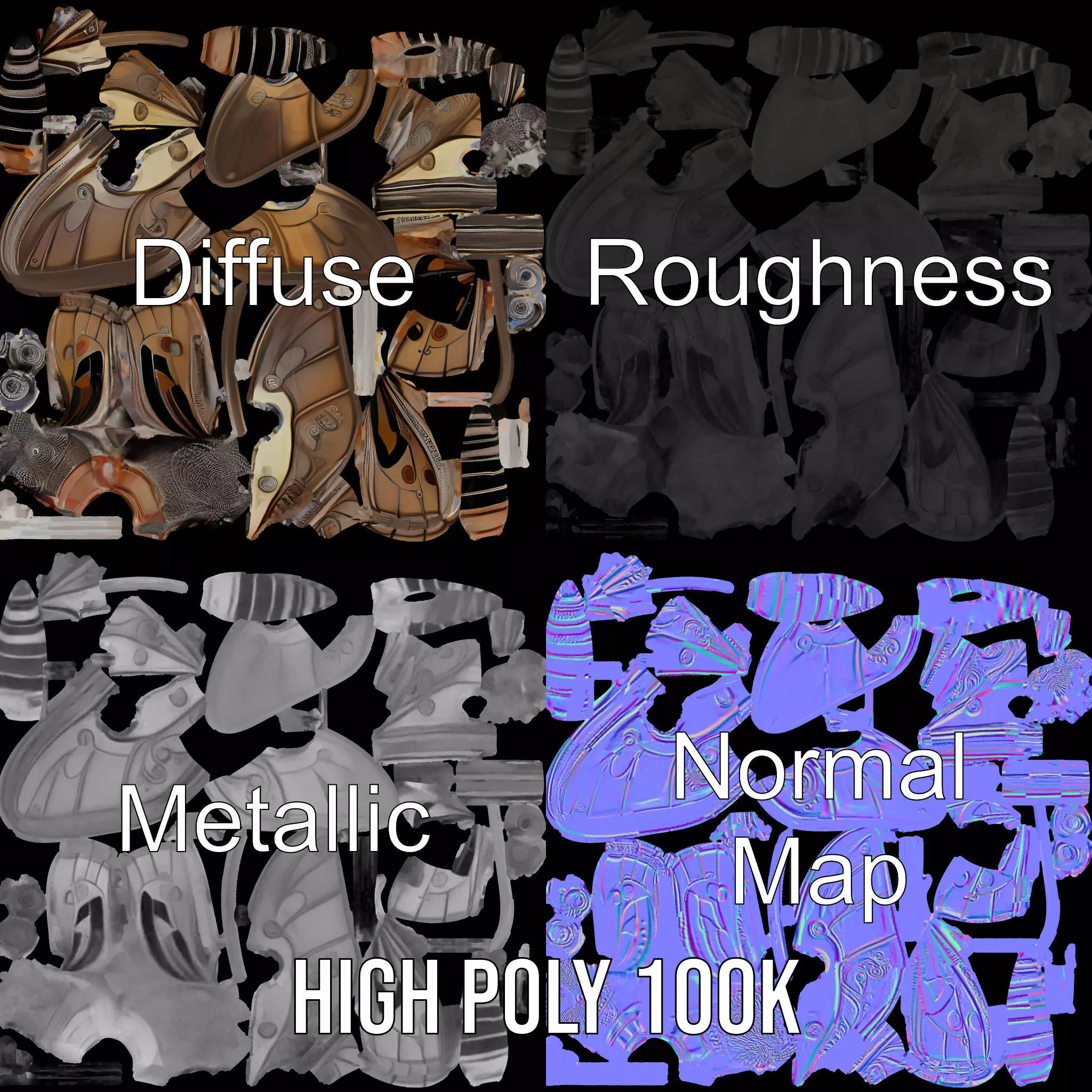 Elegant Mechanical Moth model pack Low-poly 3D model_3