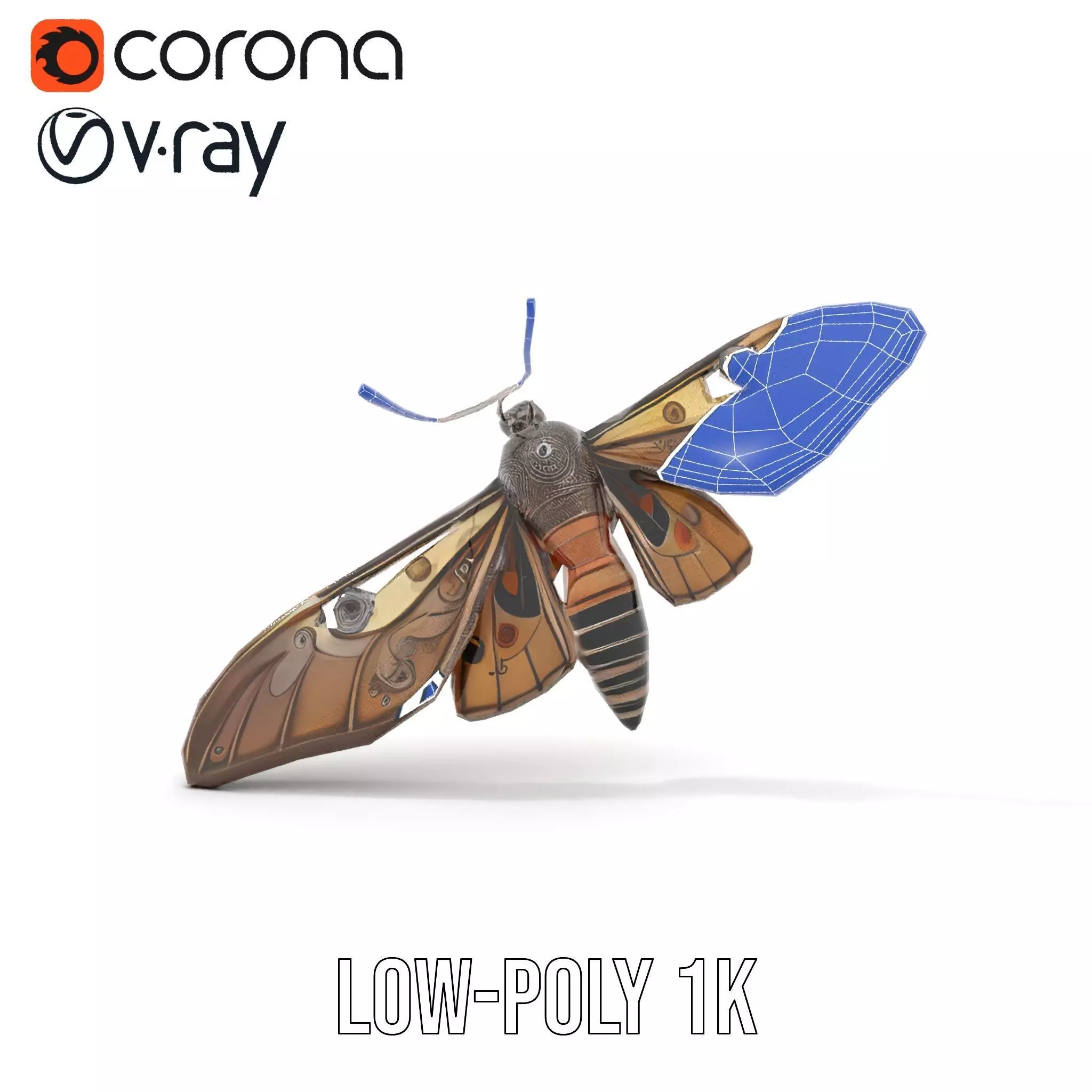 Elegant Mechanical Moth model pack Low-poly 3D model_28