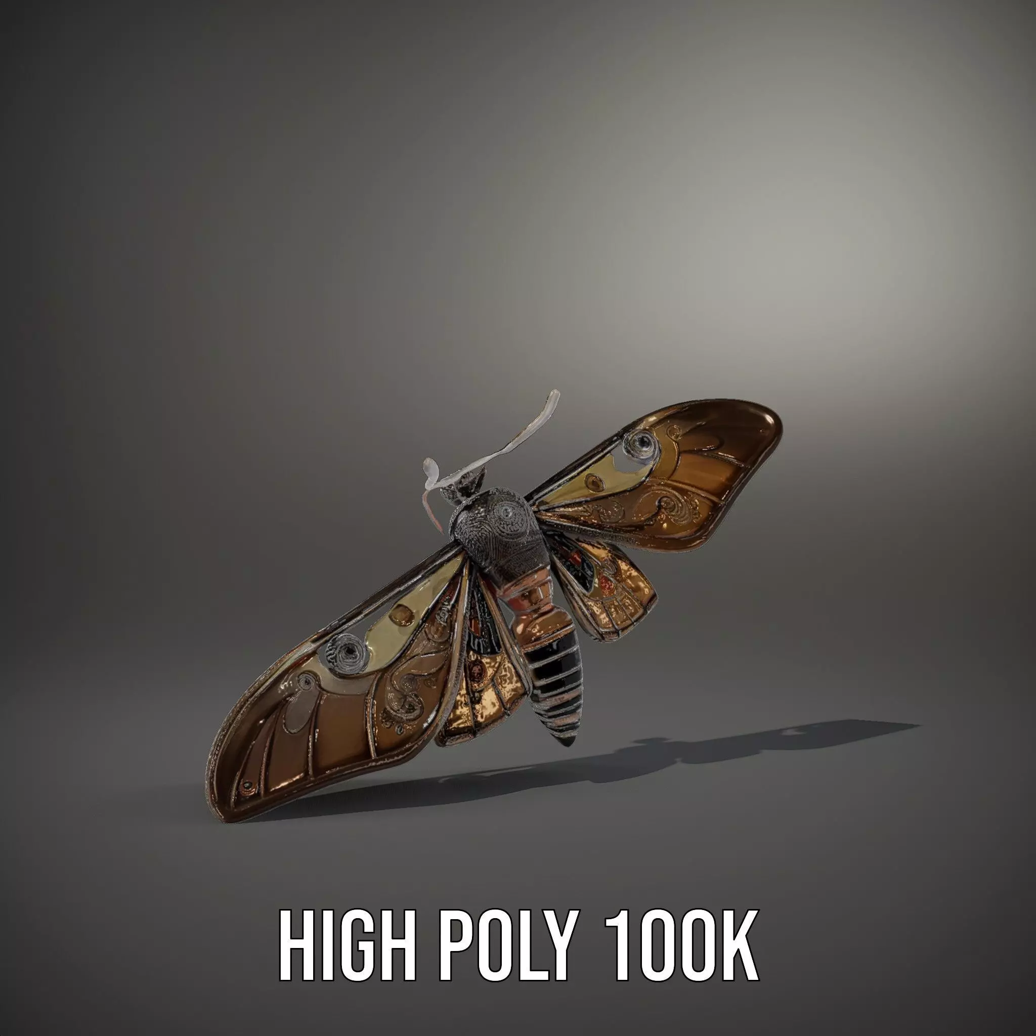 Elegant Mechanical Moth model pack Low-poly 3D model_8