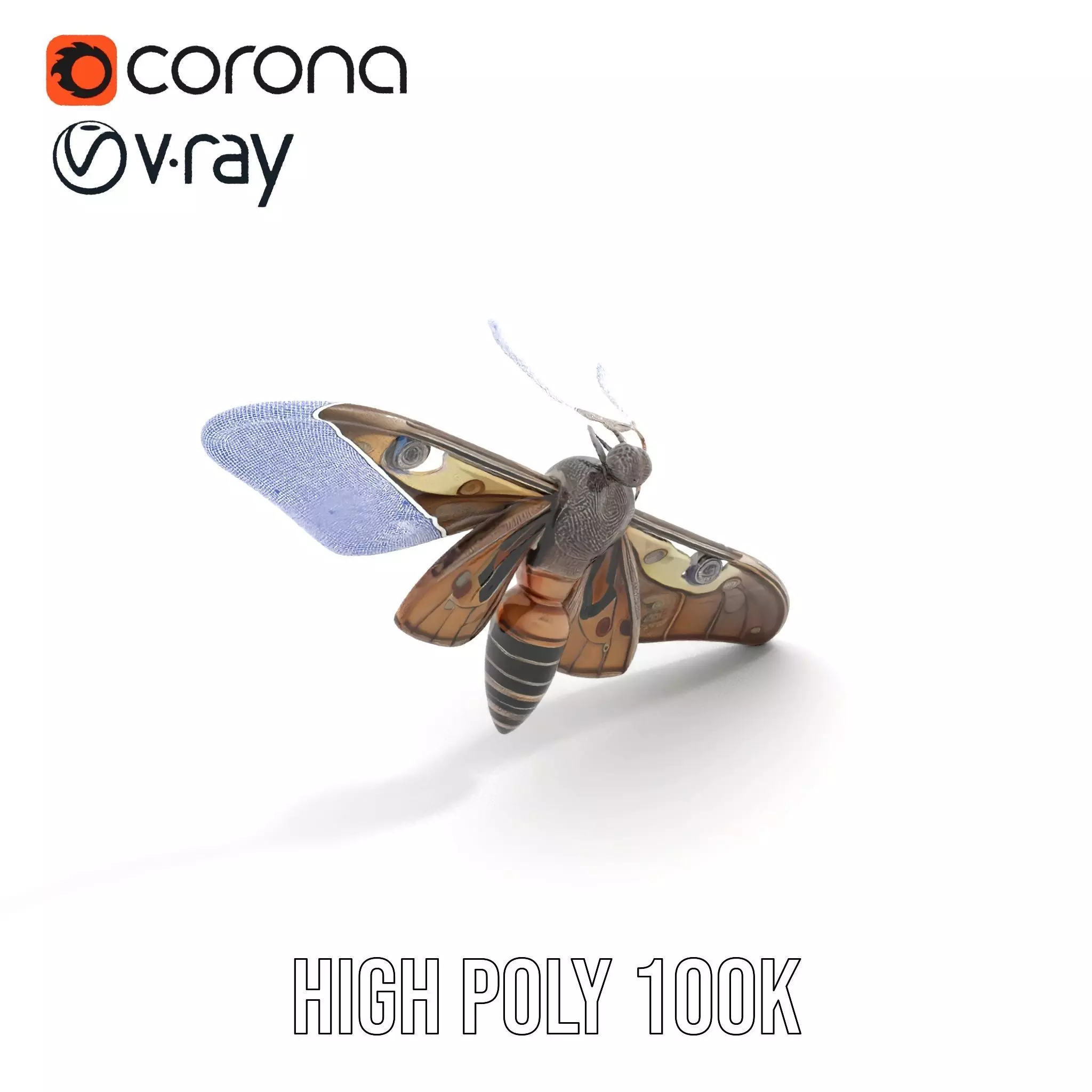 Elegant Mechanical Moth model pack Low-poly 3D model_34