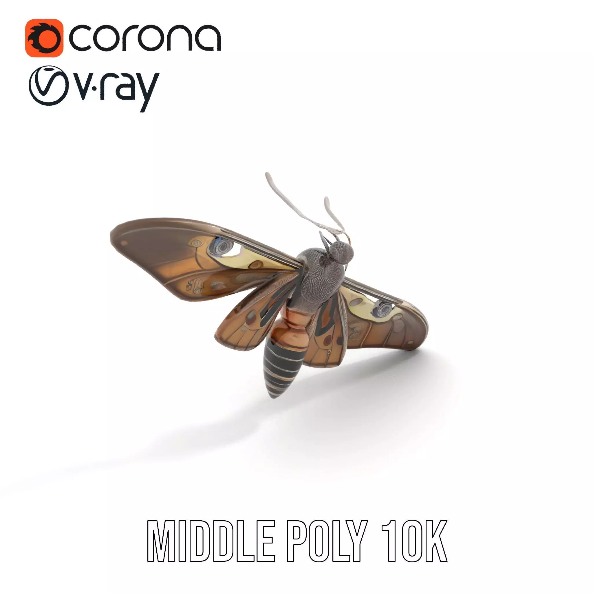 Elegant Mechanical Moth model pack Low-poly 3D model_11