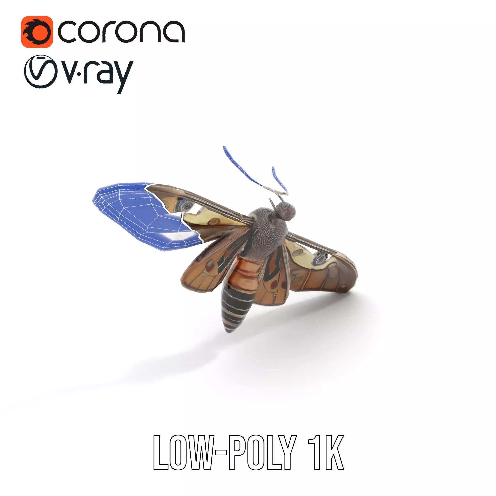 Elegant Mechanical Moth model pack Low-poly 3D model_22