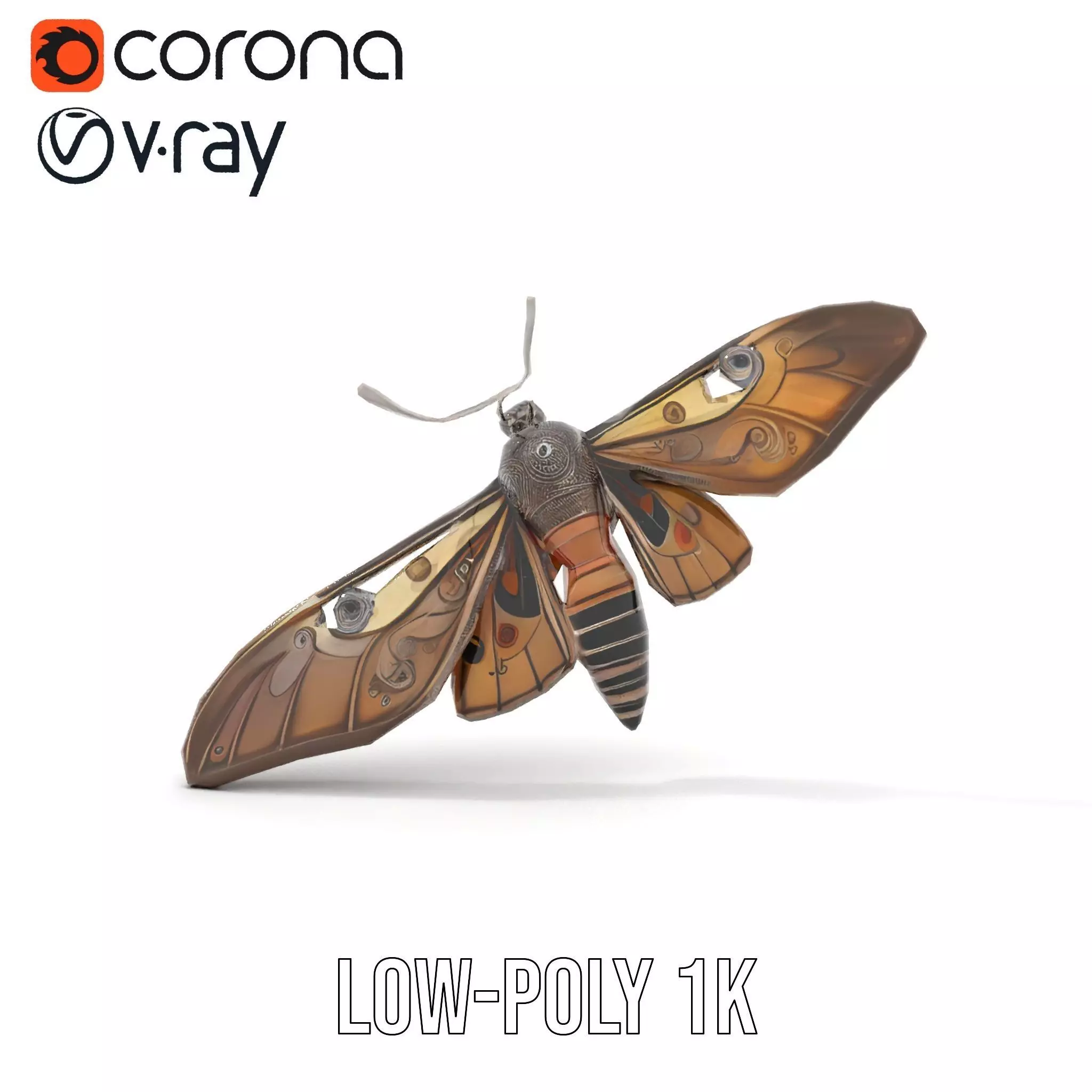 Elegant Mechanical Moth model pack Low-poly 3D model_14