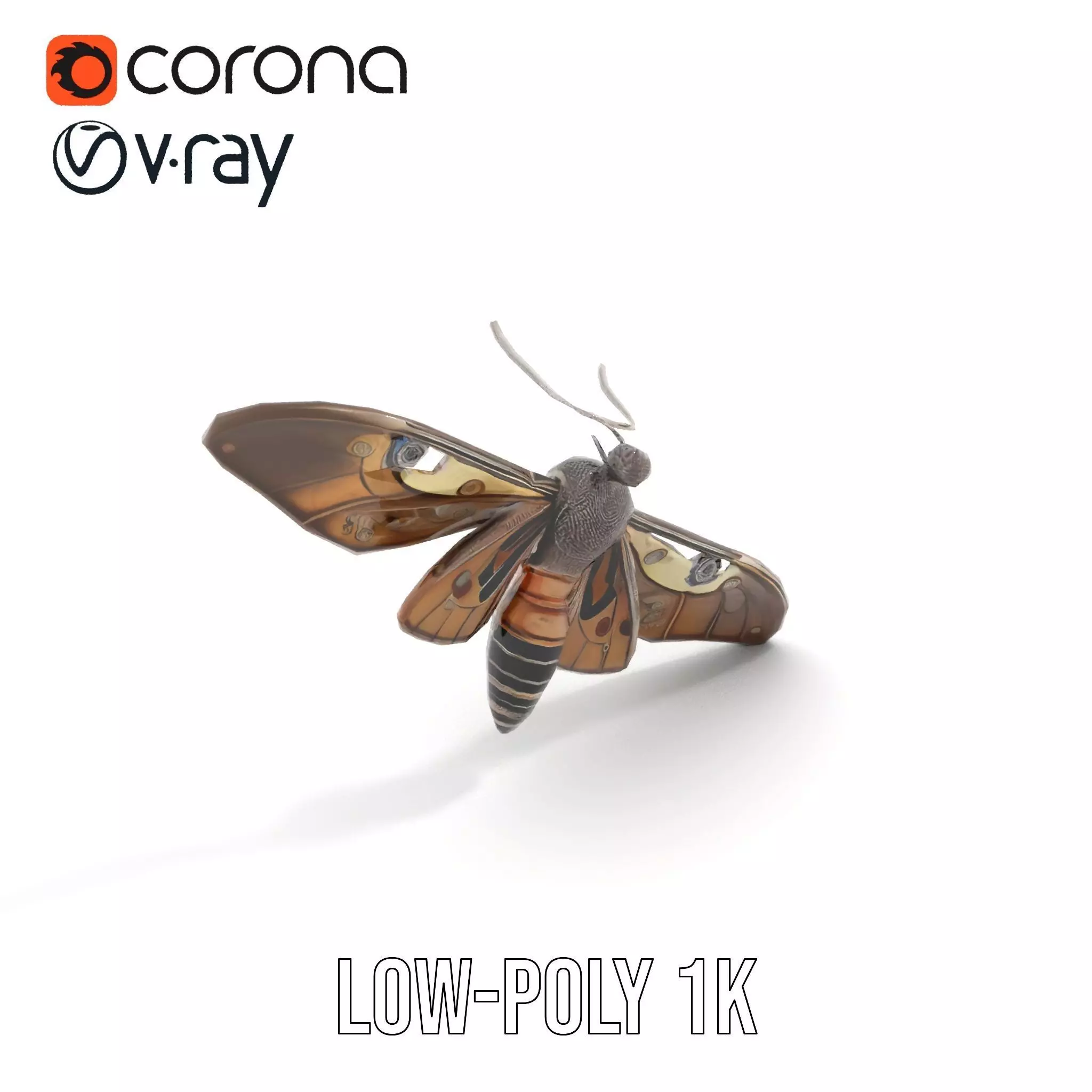 Elegant Mechanical Moth model pack Low-poly 3D model_17