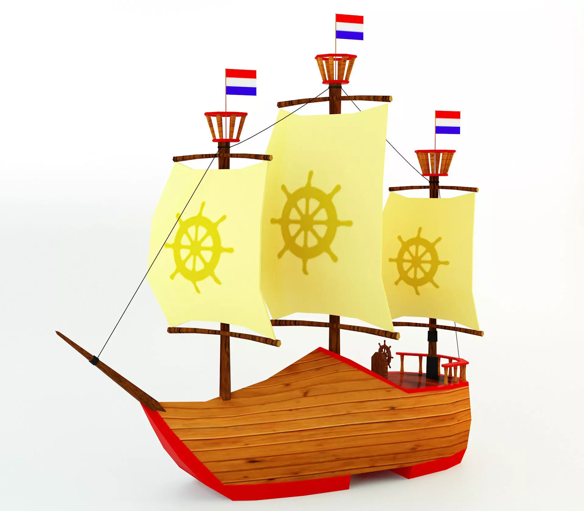 Low Poly Netherlands Boat Low-poly 3D model_0