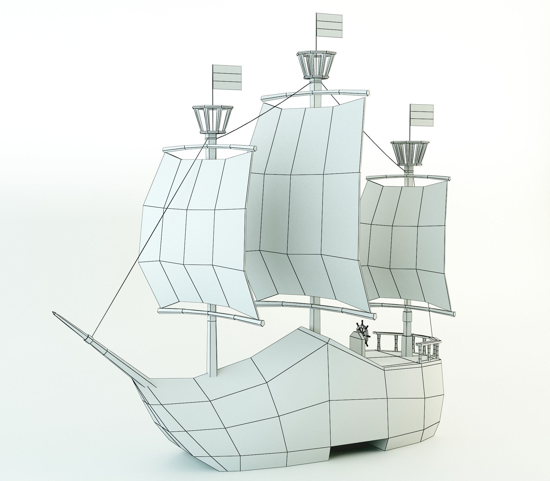 Low Poly Netherlands Boat Low-poly 3D model_1