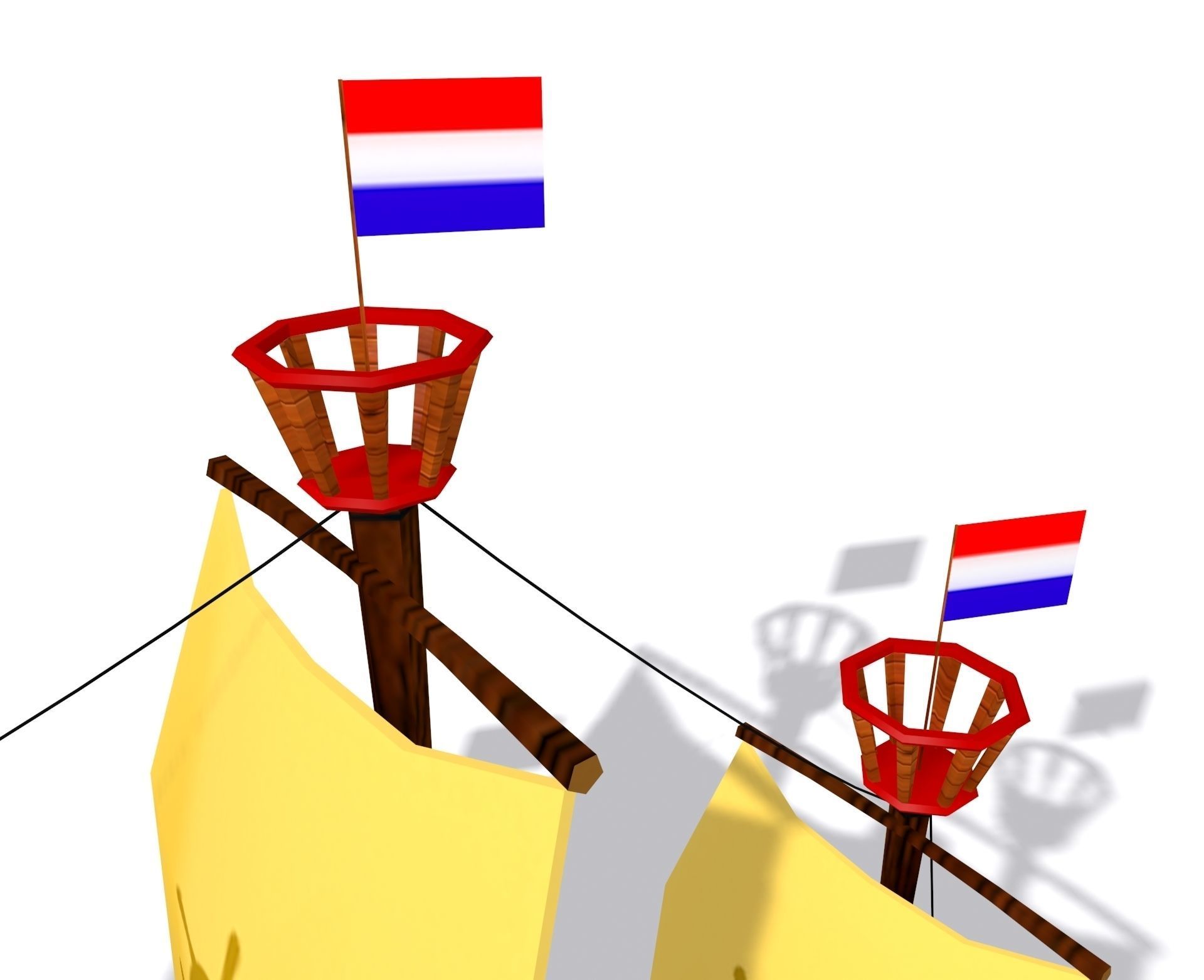 Low Poly Netherlands Boat Low-poly 3D model_10