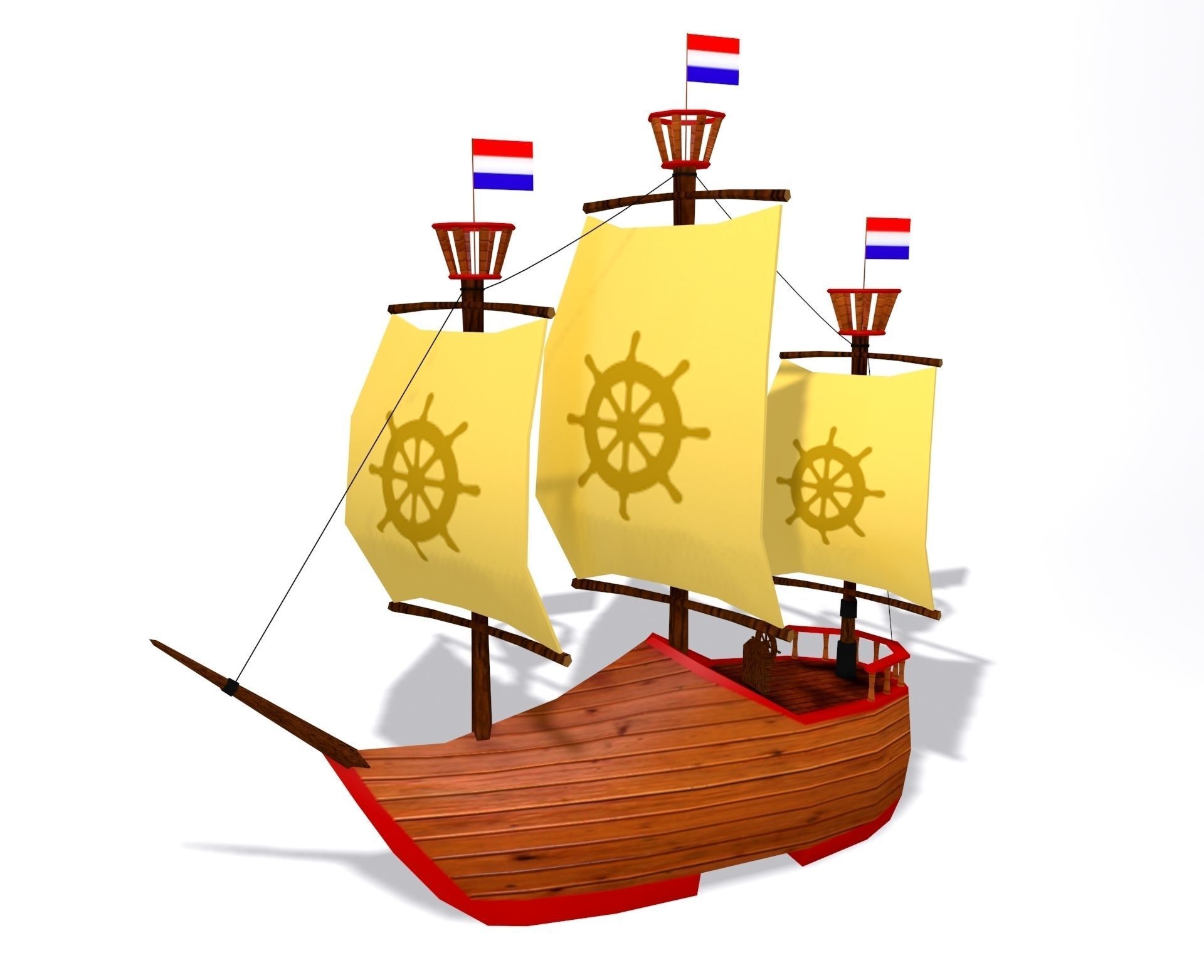 Low Poly Netherlands Boat Low-poly 3D model_3