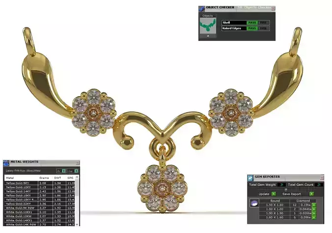 Floral Cluster Collar stl 3dm Pendant model jp0364