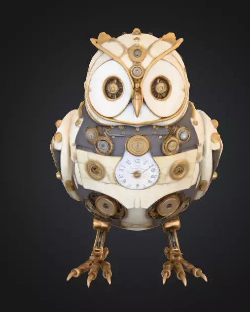 Clockwork Owl Low-poly 3D model_0