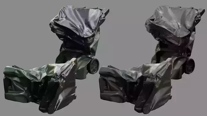Crushed Trash Can 05 Low-poly 3D model