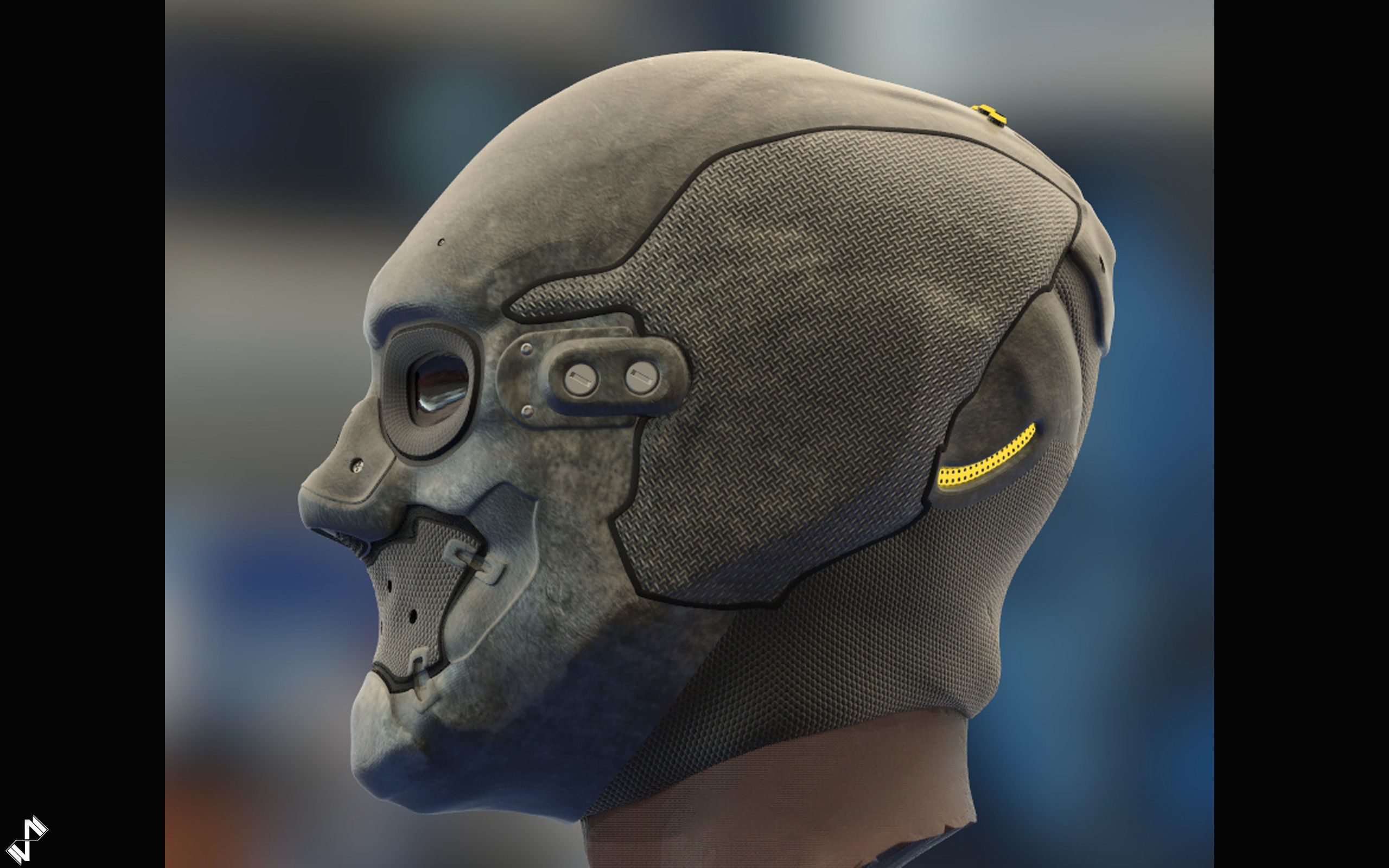 Futuristic Enforcement Helmet 3D model_5