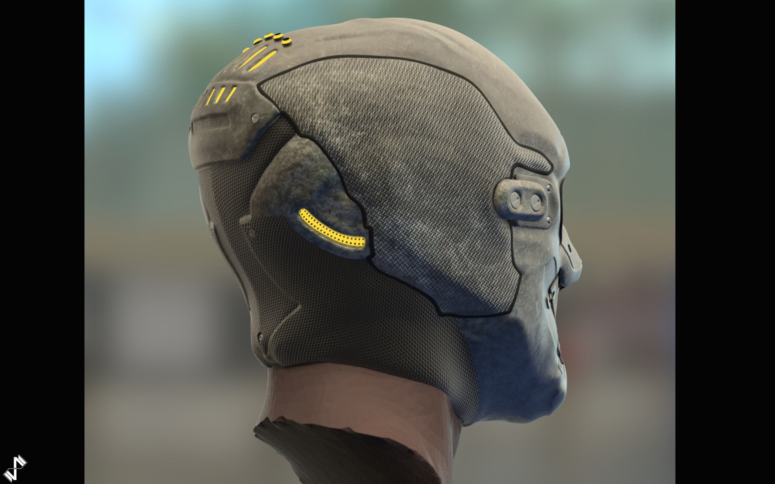 Futuristic Enforcement Helmet 3D model_2