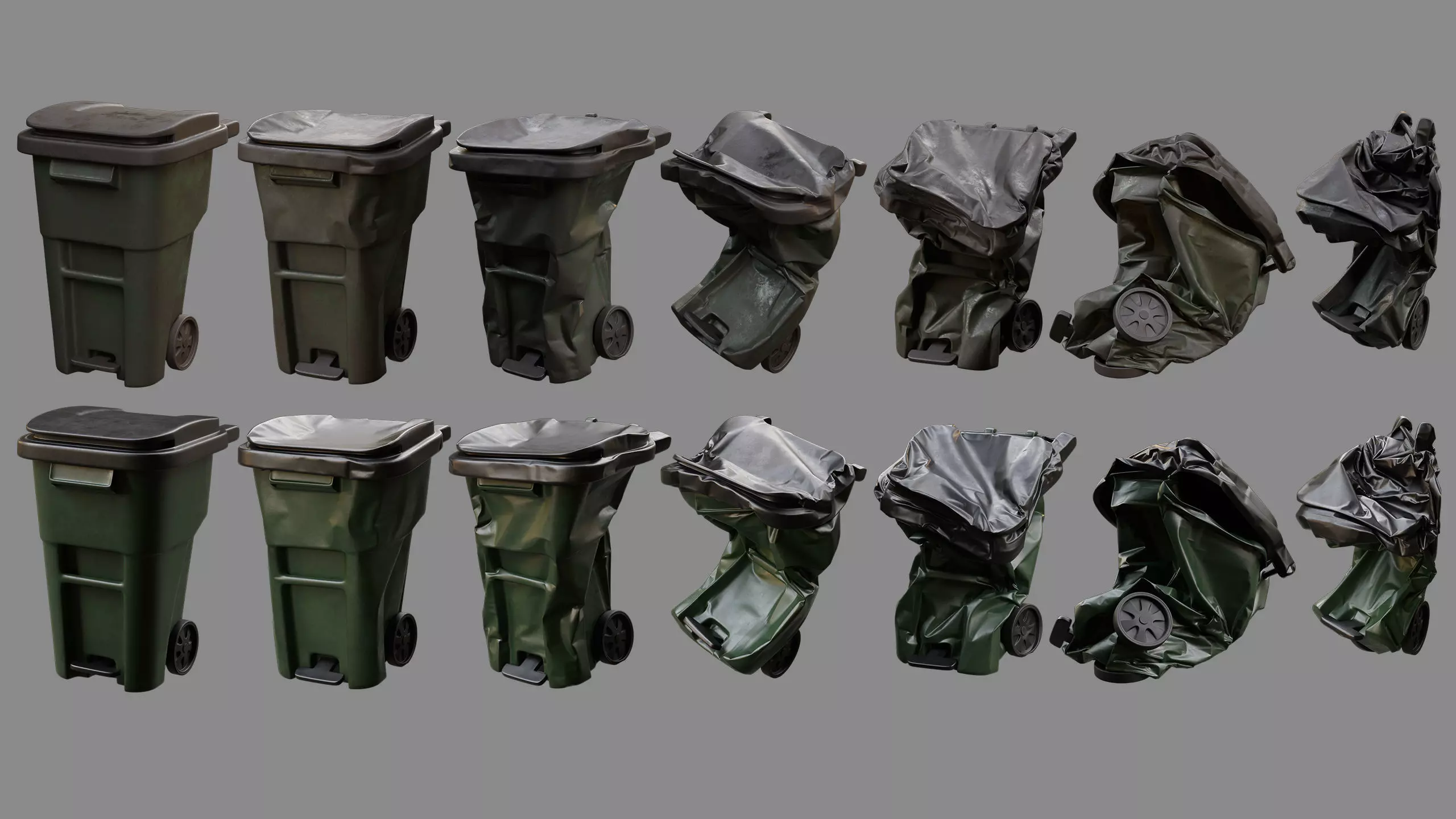 Crushed Trash Can Collection 3D model_2