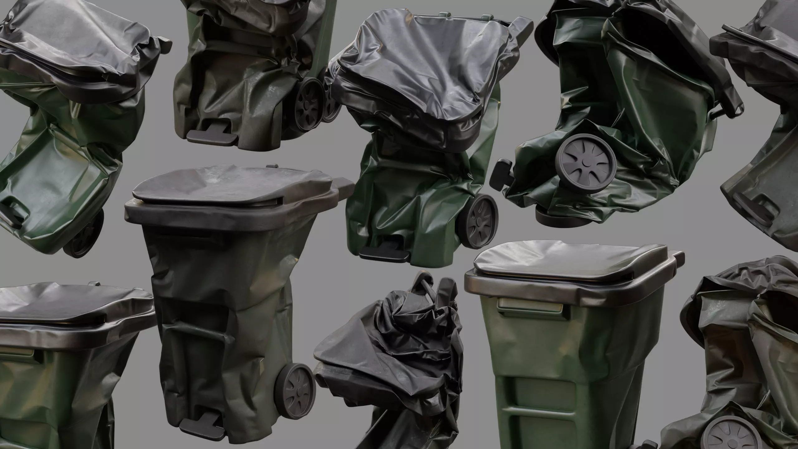 Crushed Trash Can Collection 3D model_1