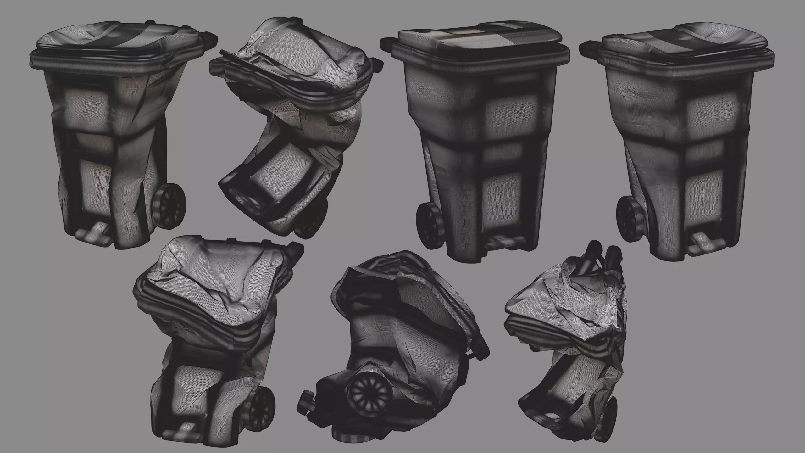 Crushed Trash Can Collection 3D model_8