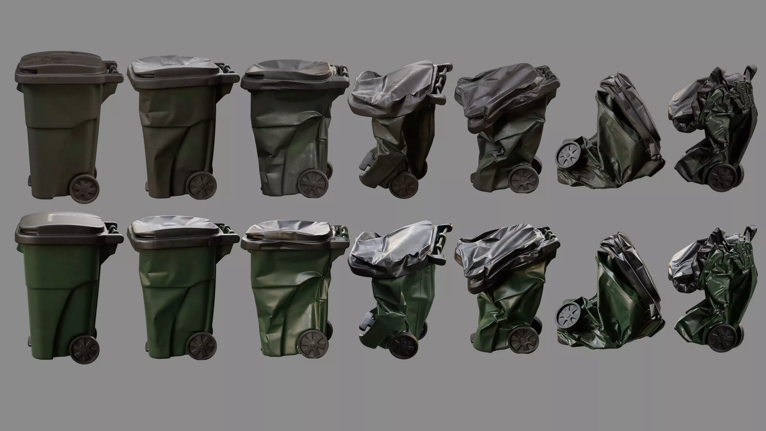 Crushed Trash Can Collection 3D model_3