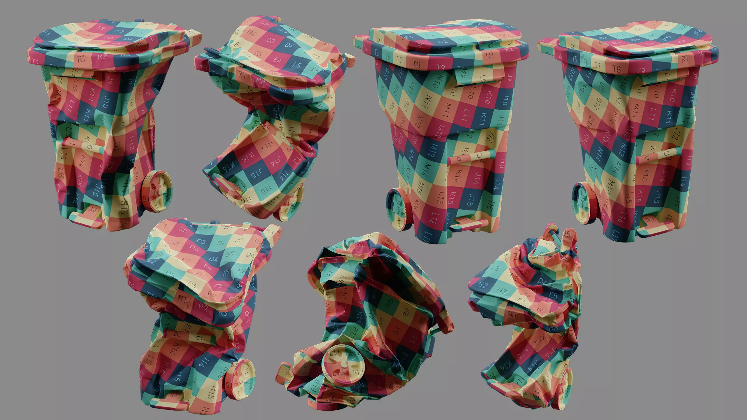 Crushed Trash Can Collection 3D model_9