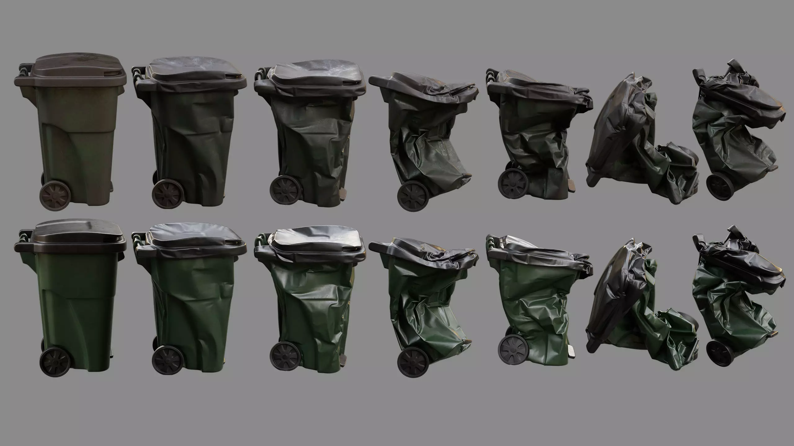 Crushed Trash Can Collection 3D model_6