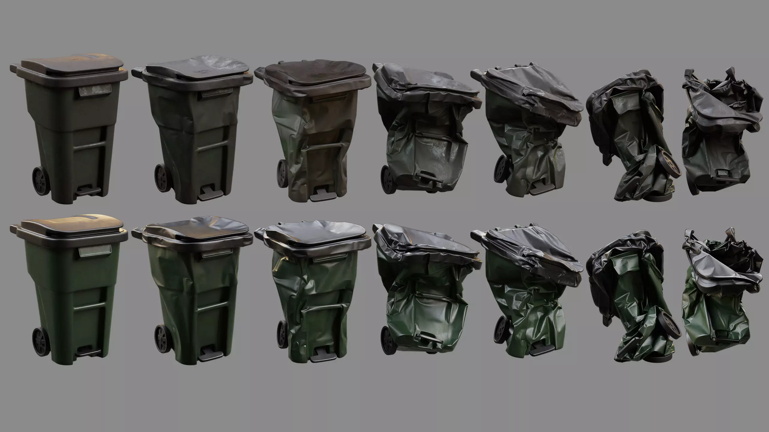 Crushed Trash Can Collection 3D model_7