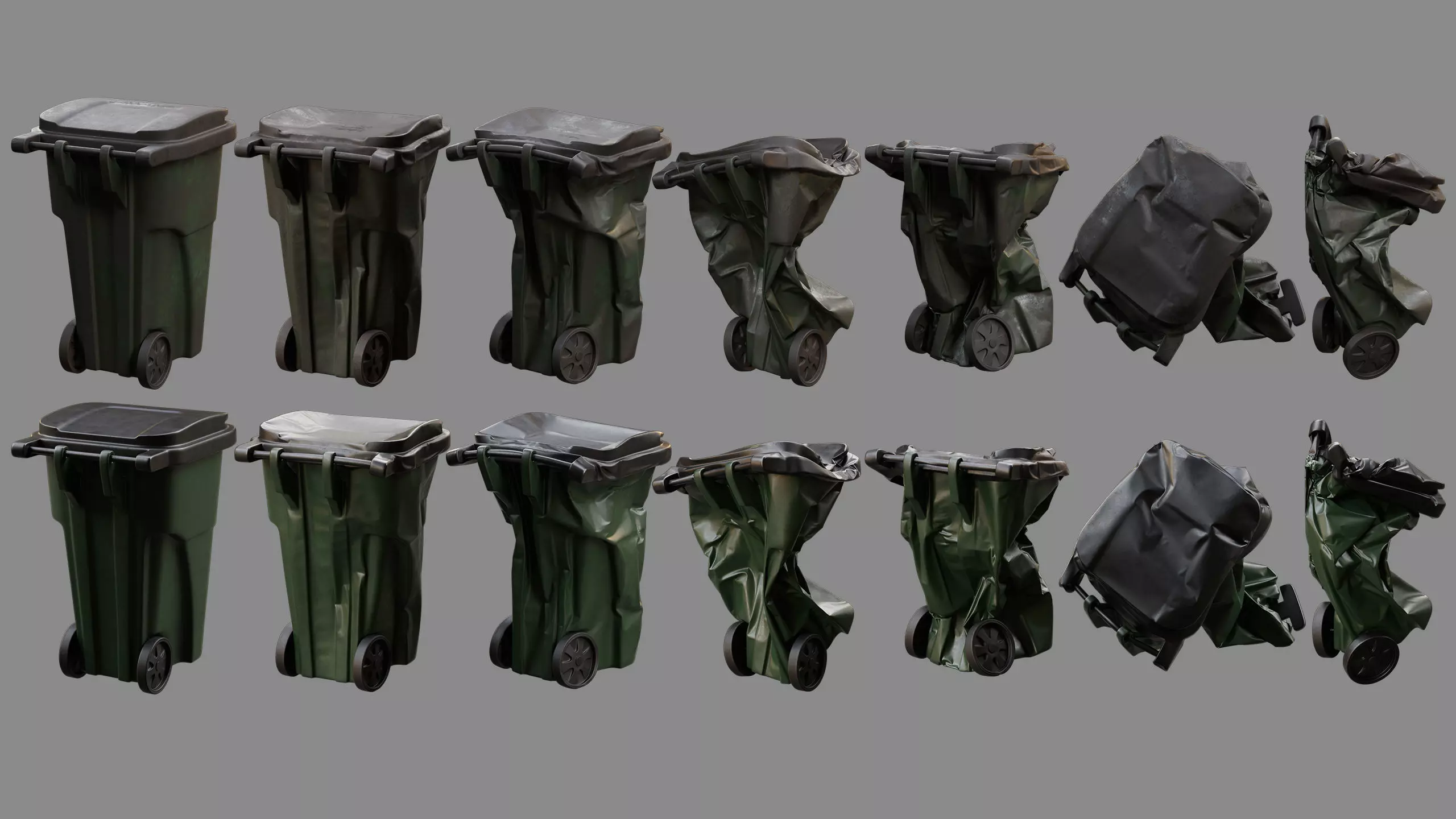 Crushed Trash Can Collection 3D model_5