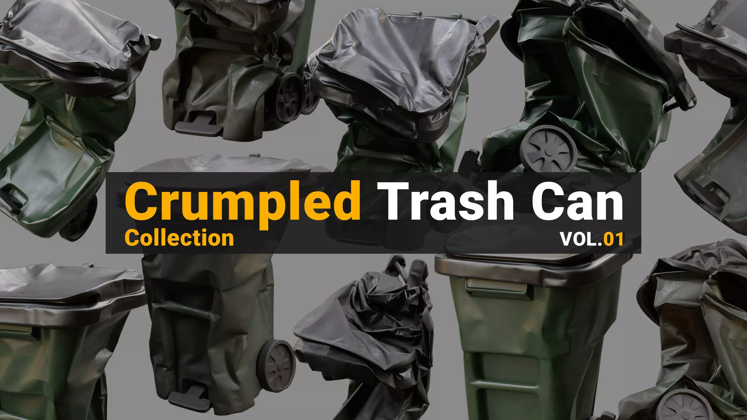 Crushed Trash Can Collection 3D model_0