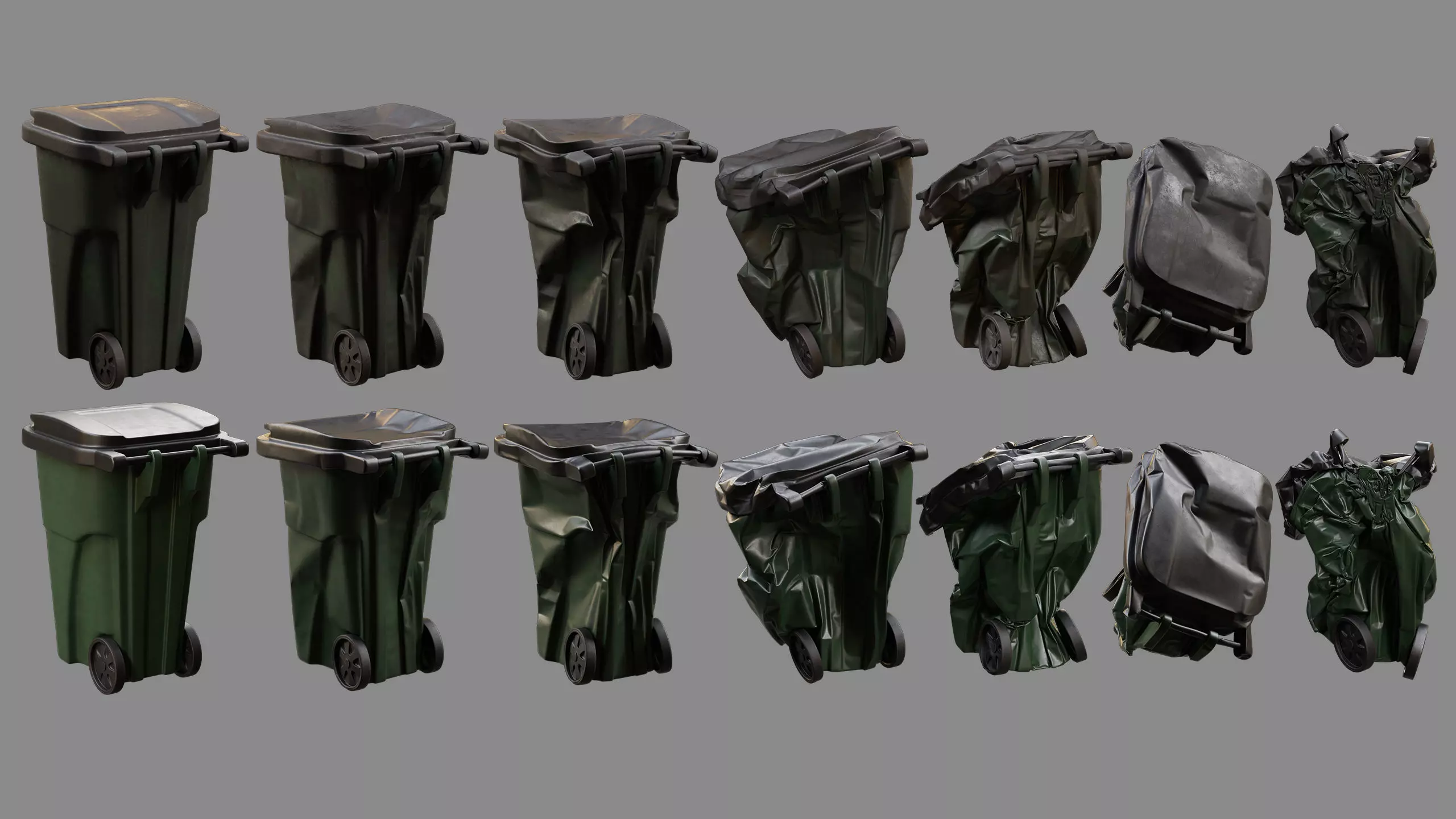 Crushed Trash Can Collection 3D model_4