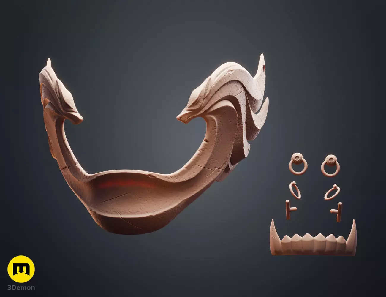 Twin Wolves Mask - Ghost of Yotei 3D print model_17