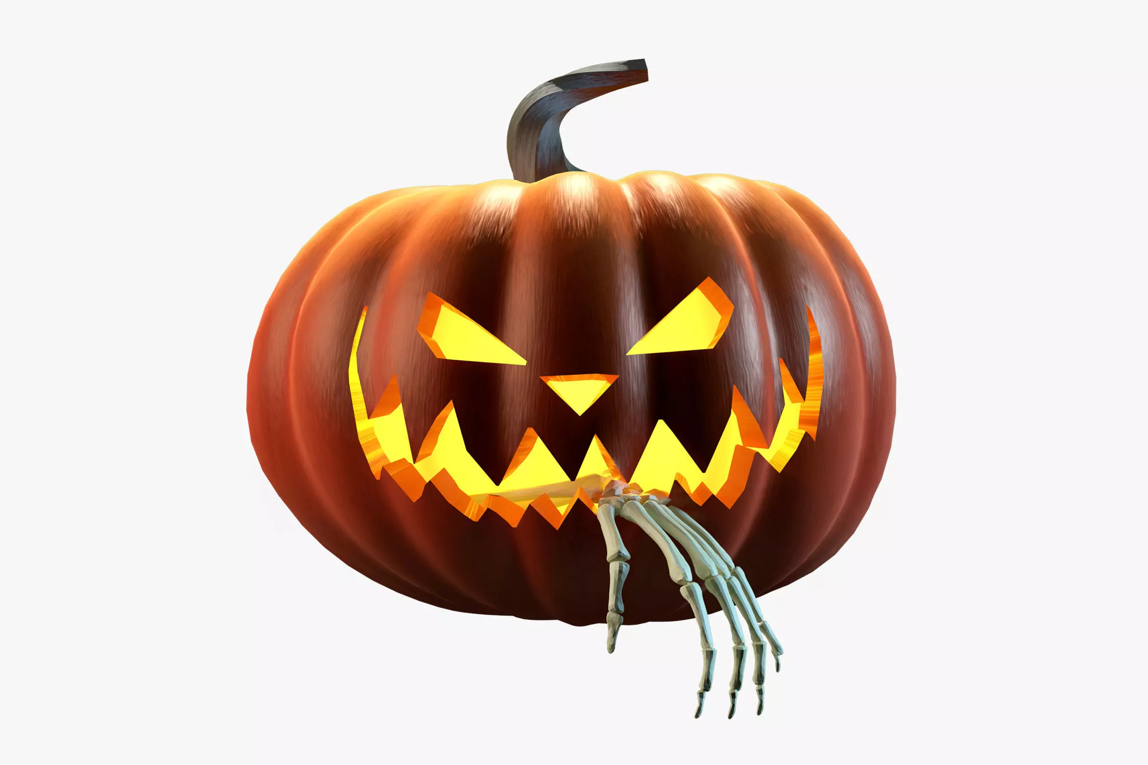 Halloween Jack O Lantern with Skeletal Arm 3D Model 3D model_0