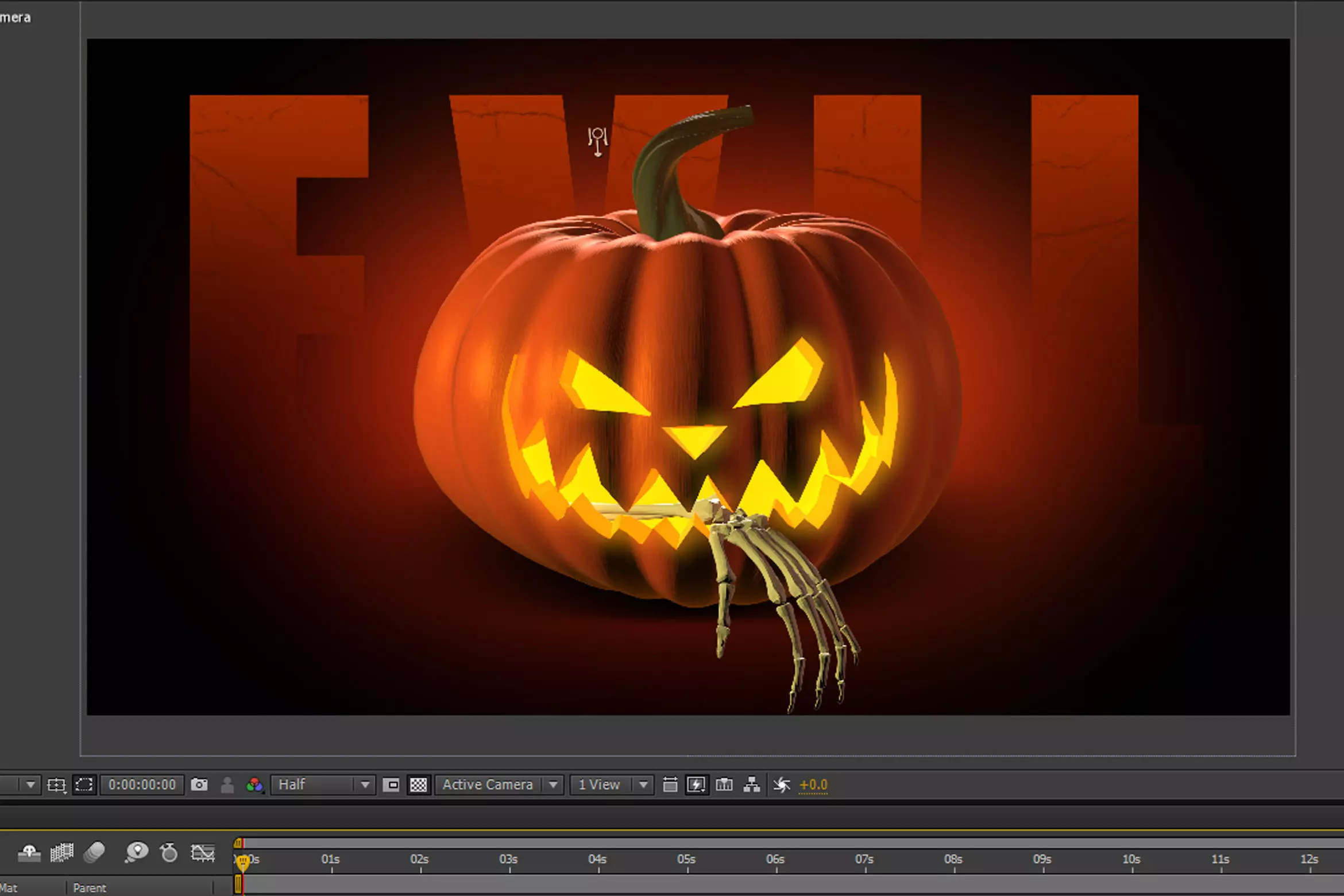 Halloween Jack O Lantern with Skeletal Arm 3D Model 3D model_4
