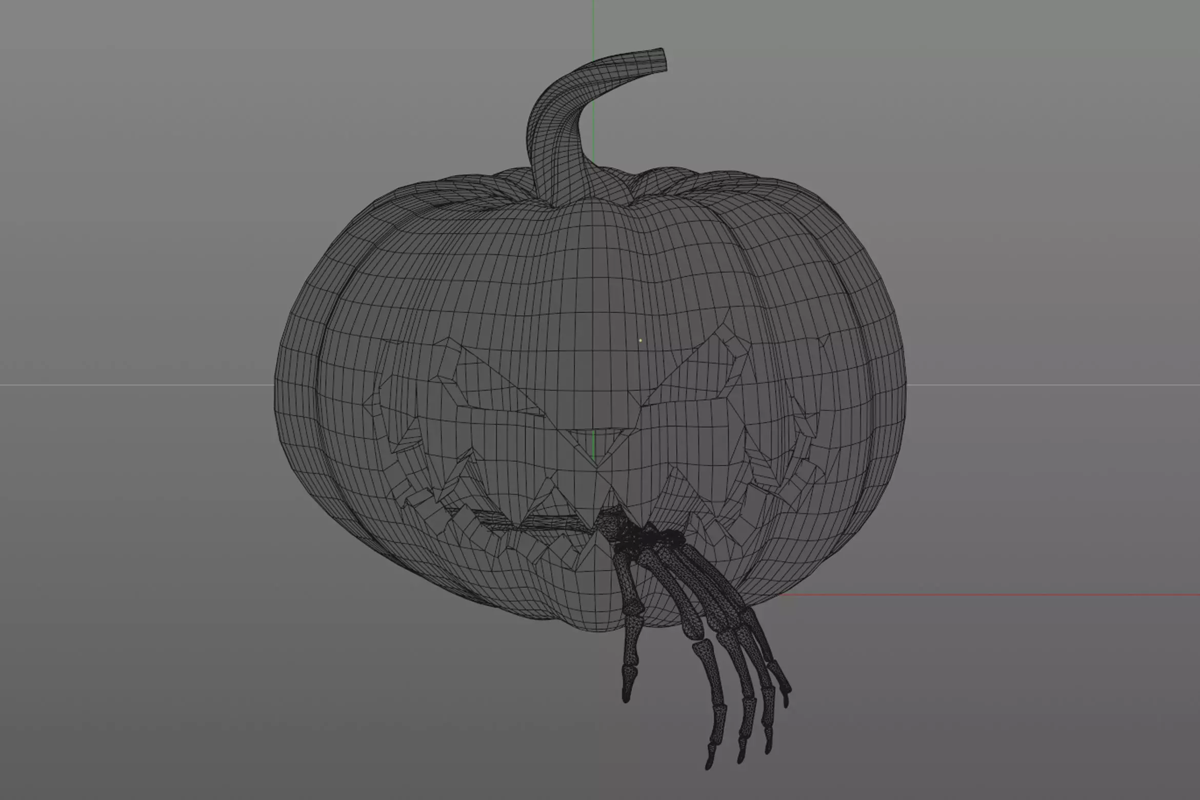 Halloween Jack O Lantern with Skeletal Arm 3D Model 3D model_3