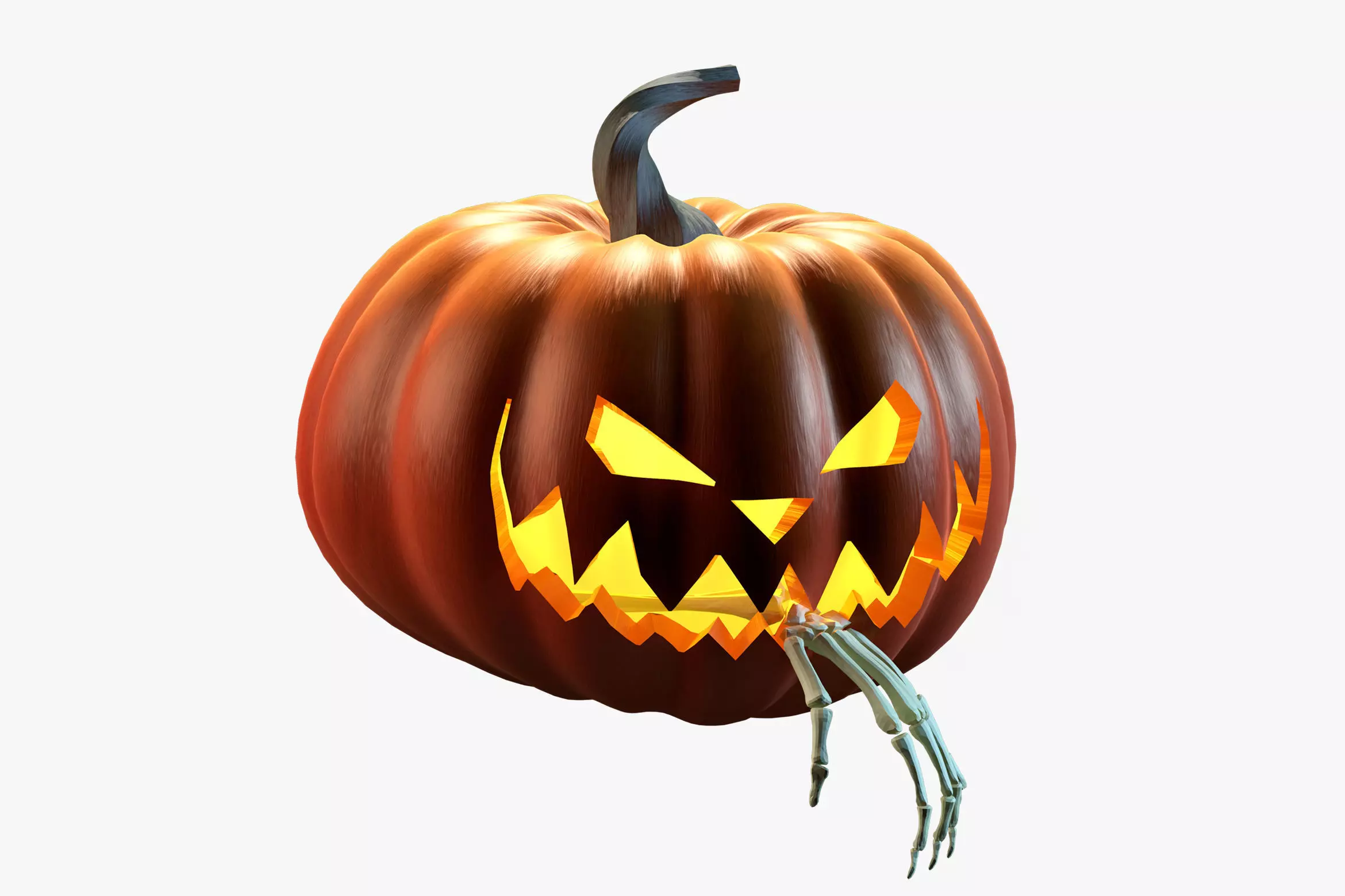 Halloween Jack O Lantern with Skeletal Arm 3D Model 3D model_2