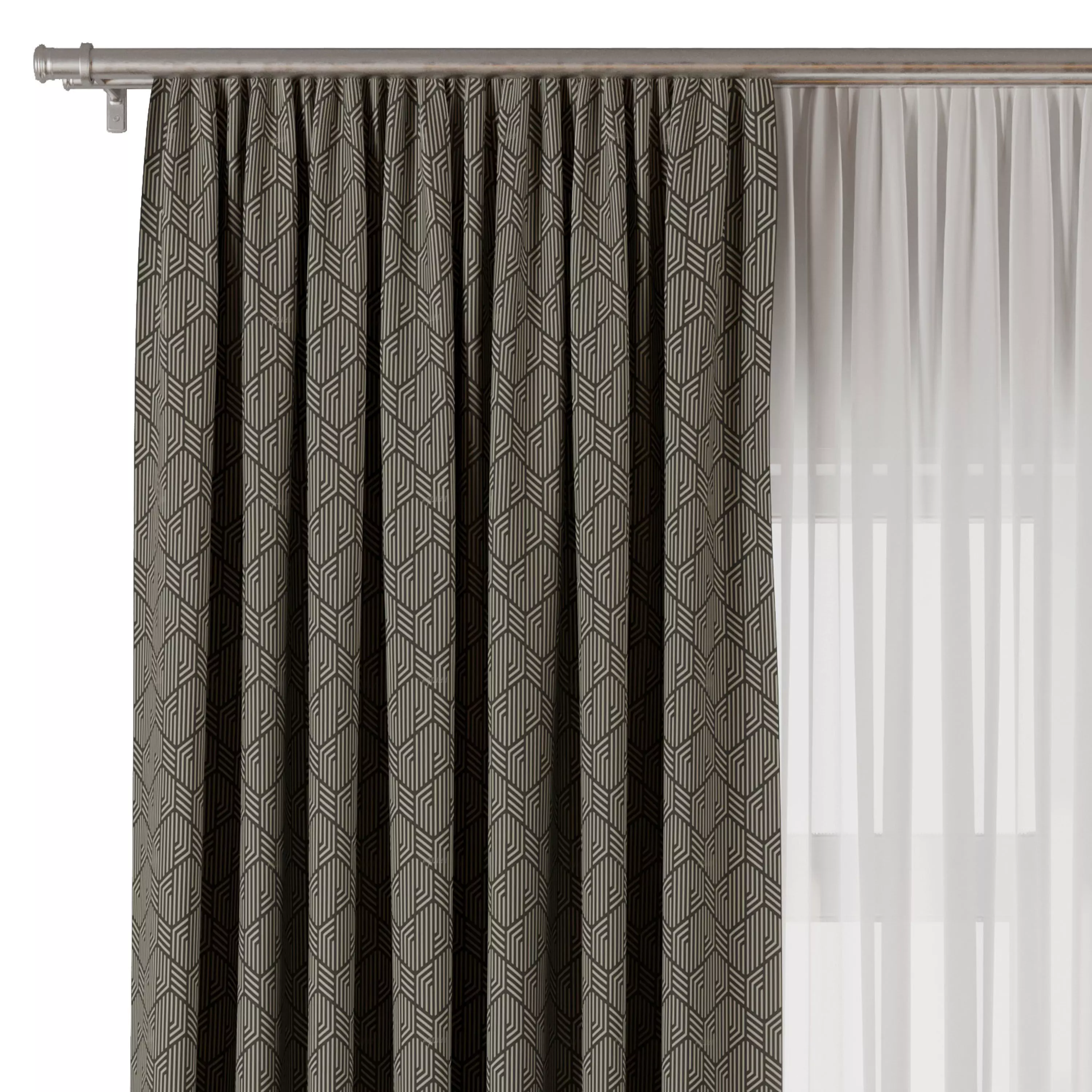 Curtain with rod 48 ptternend curtain HBH Low-poly 3D model_2