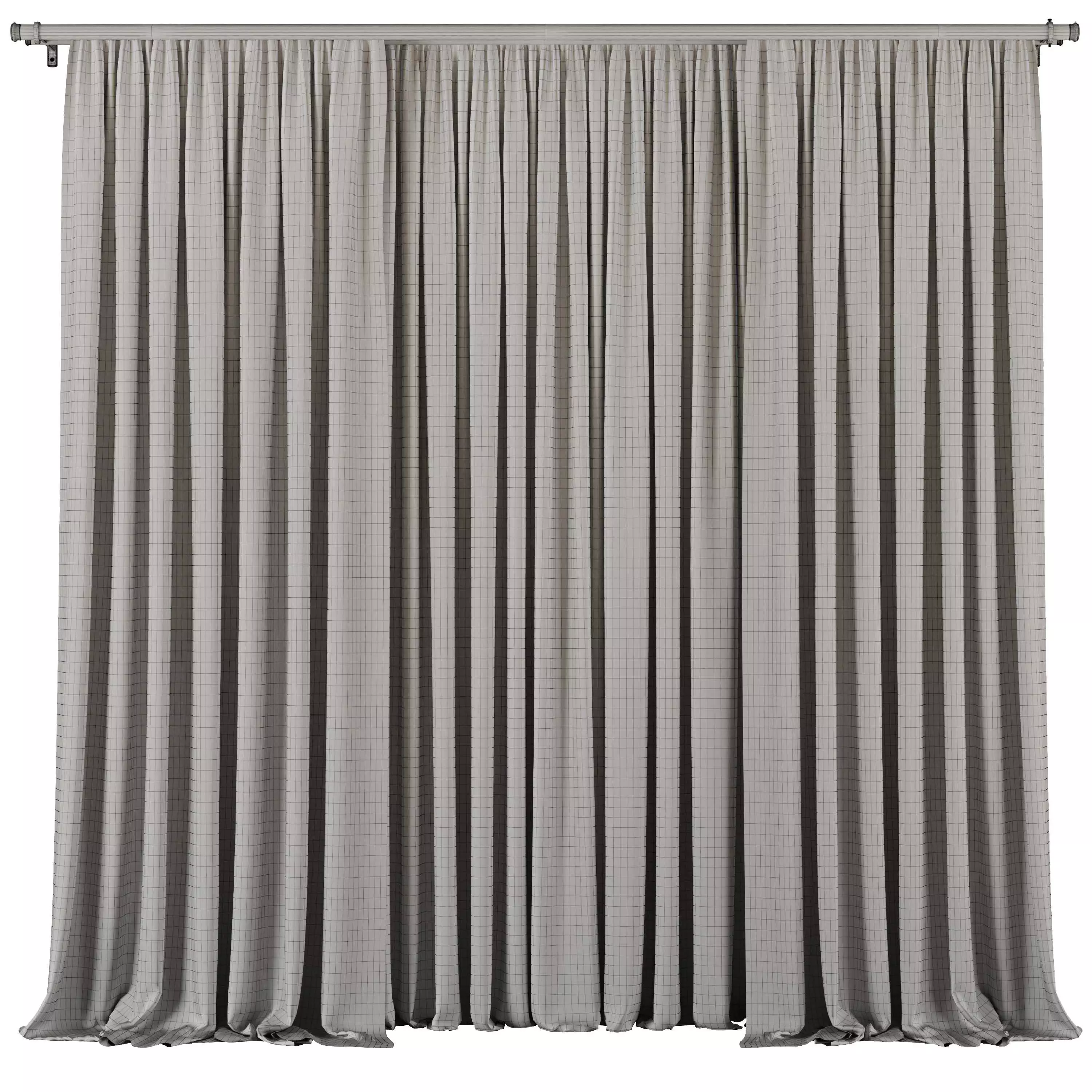 Curtain with rod 48 ptternend curtain HBH Low-poly 3D model_5