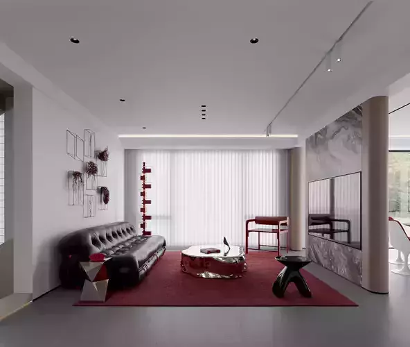 modern living and dining room interior 