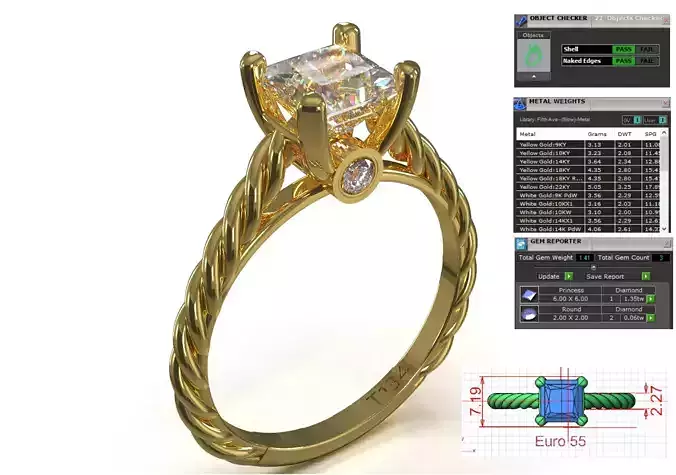 Bridal stl 3dm Solitaire Engagement Ring model sr0100