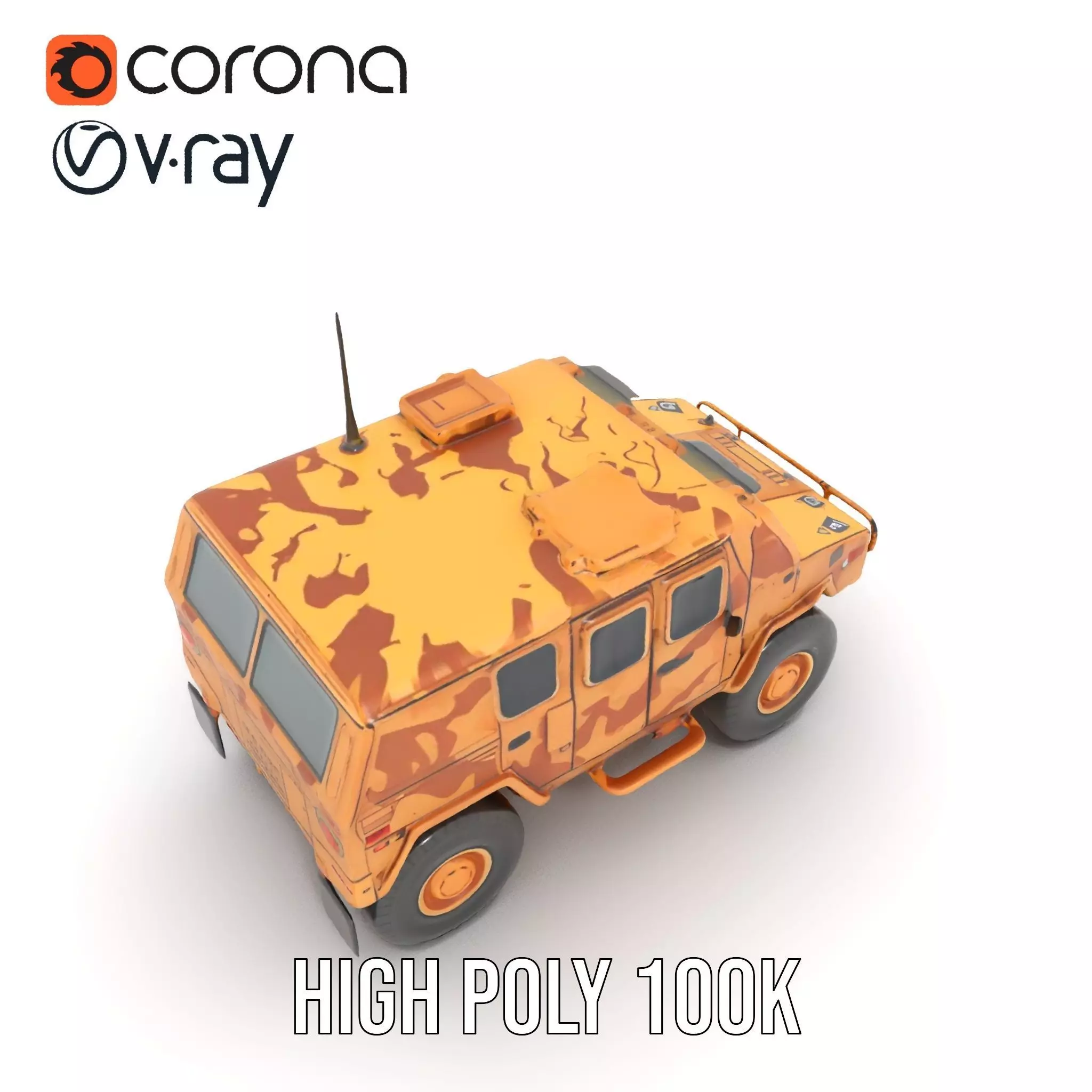 Desert Camouflage Armored Vehicle model pack Low-poly 3D model_21