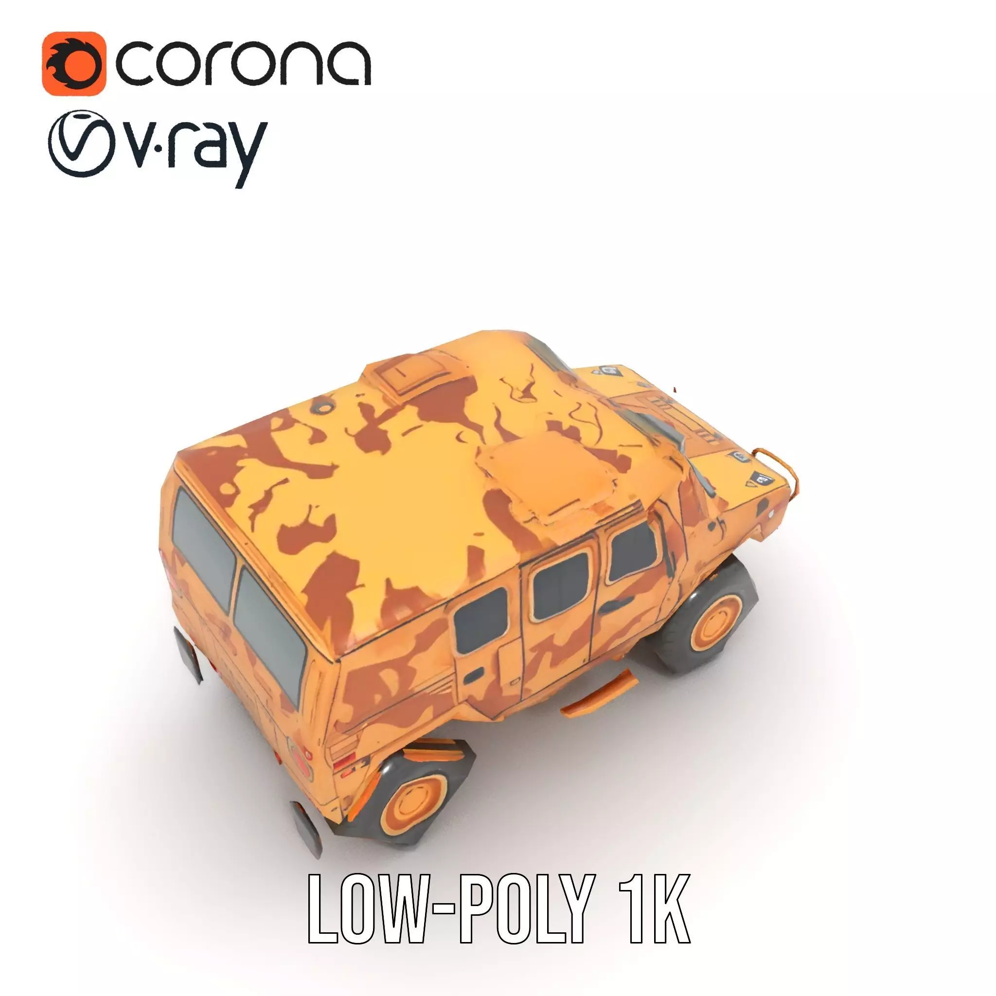 Desert Camouflage Armored Vehicle model pack Low-poly 3D model_23