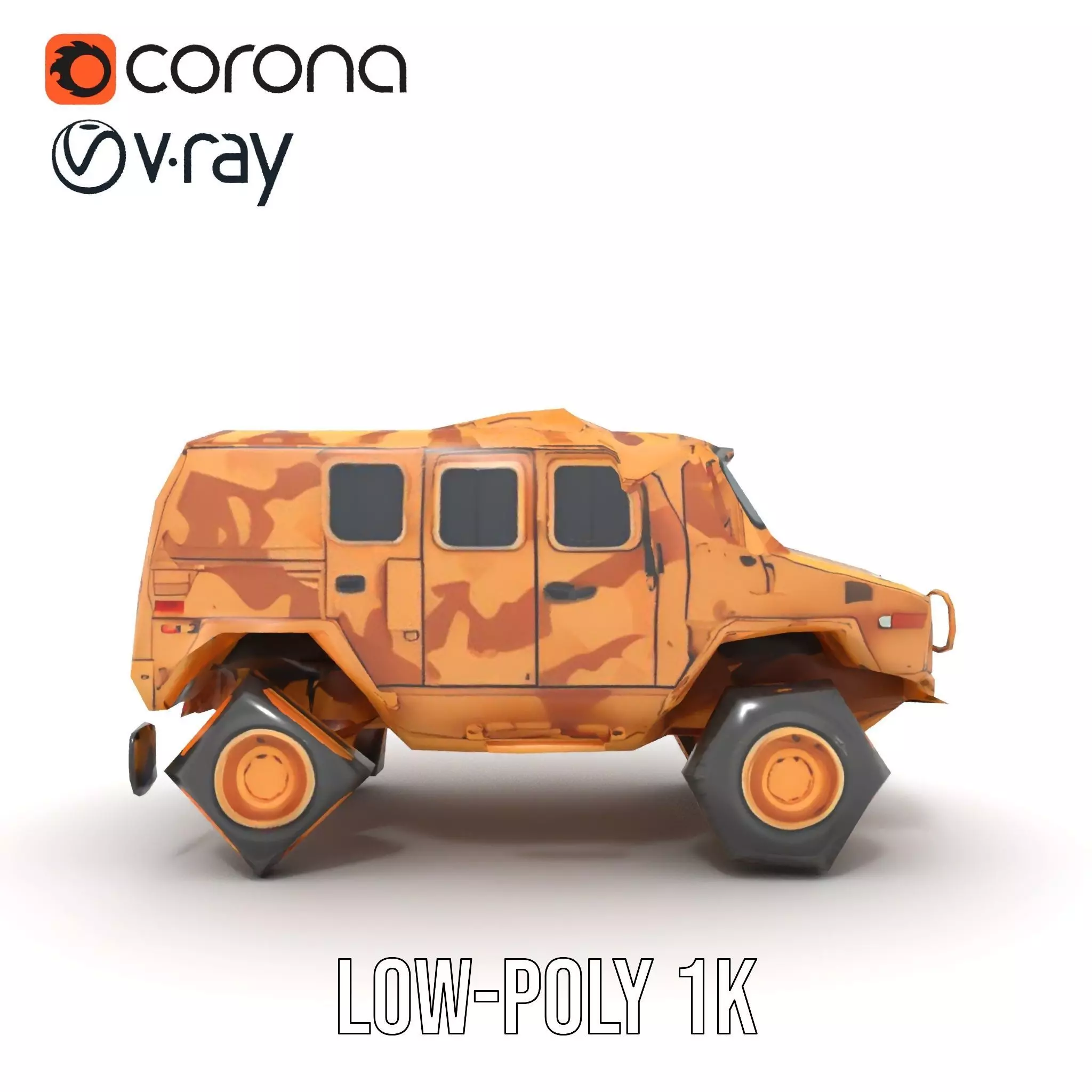 Desert Camouflage Armored Vehicle model pack Low-poly 3D model_13