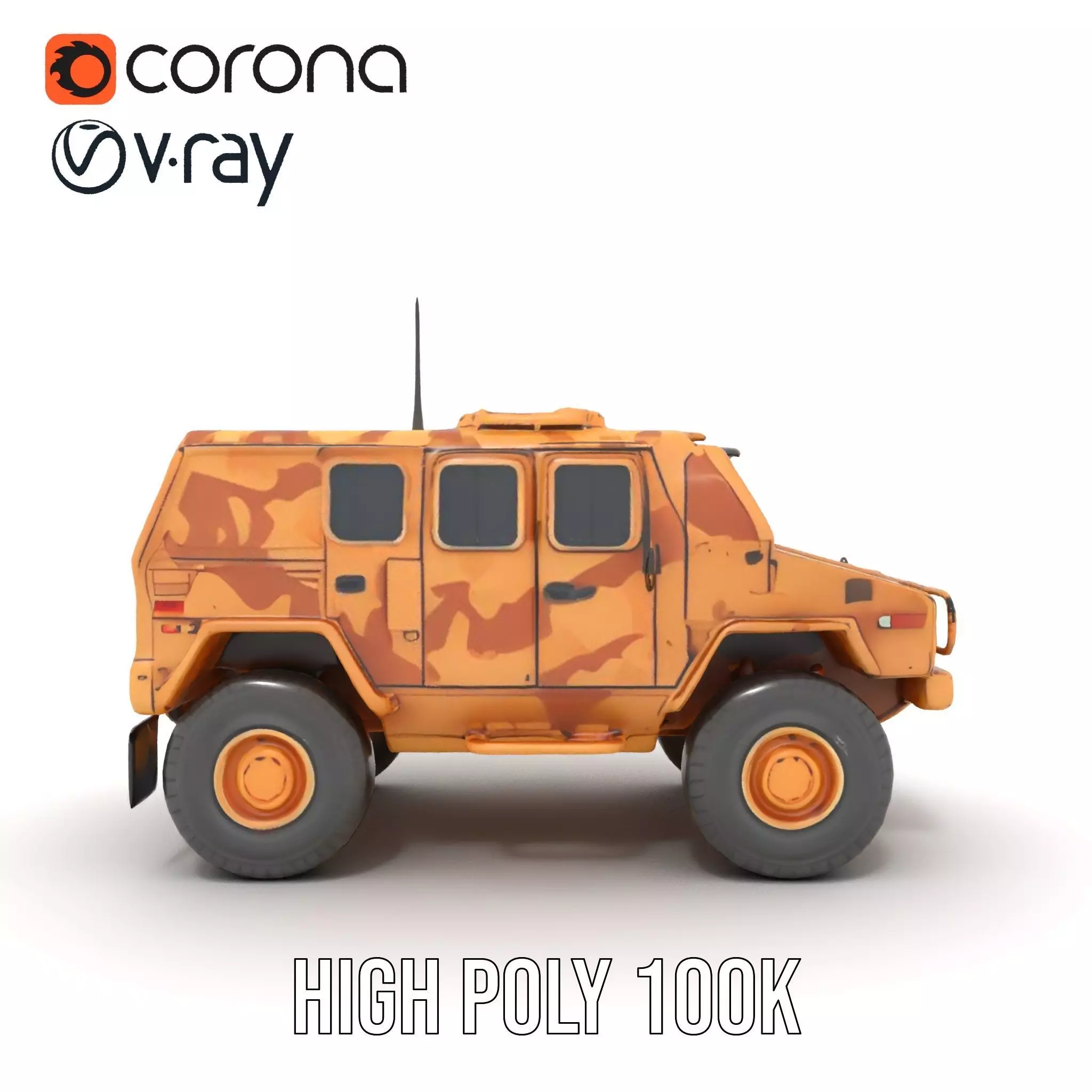 Desert Camouflage Armored Vehicle model pack Low-poly 3D model_30