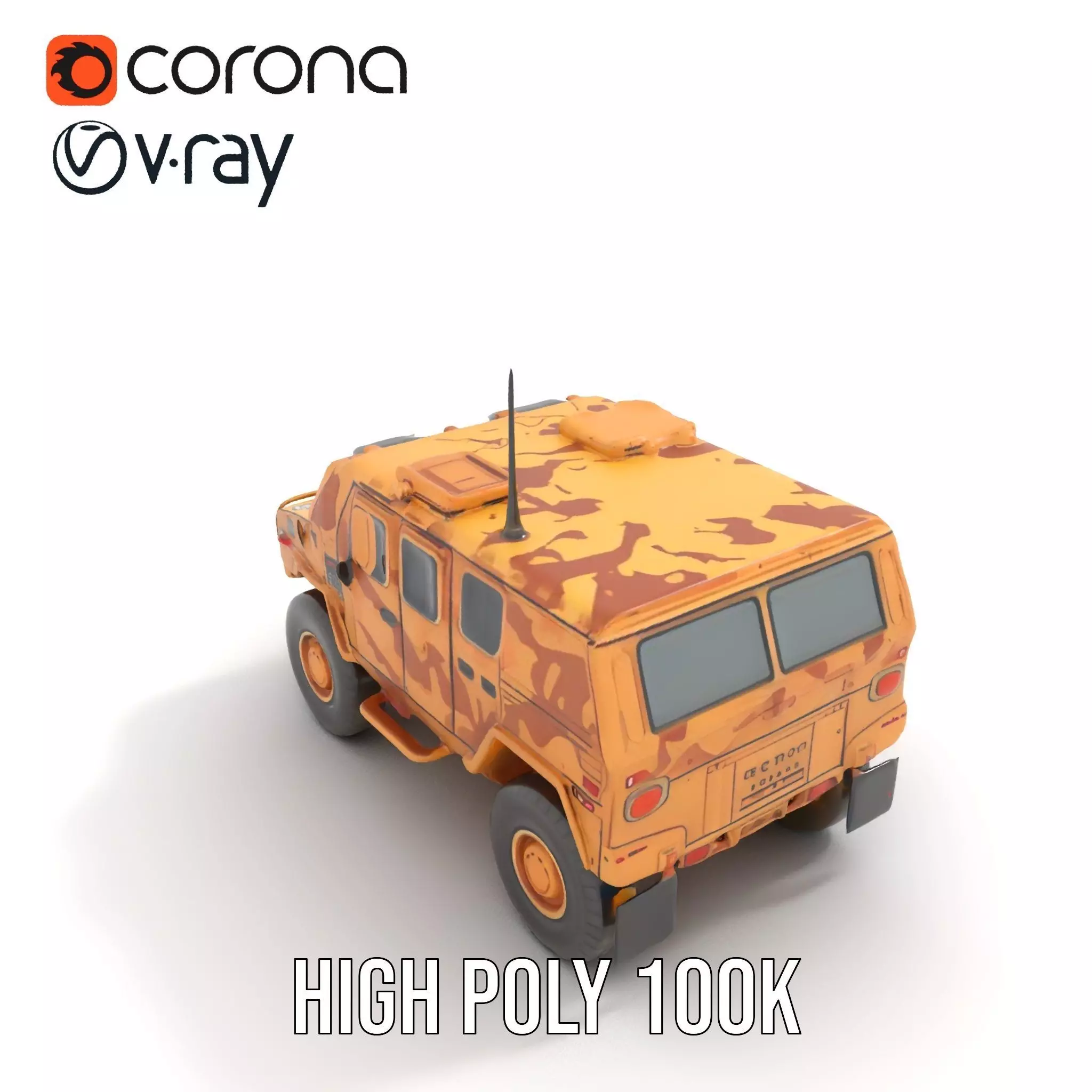 Desert Camouflage Armored Vehicle model pack Low-poly 3D model_16