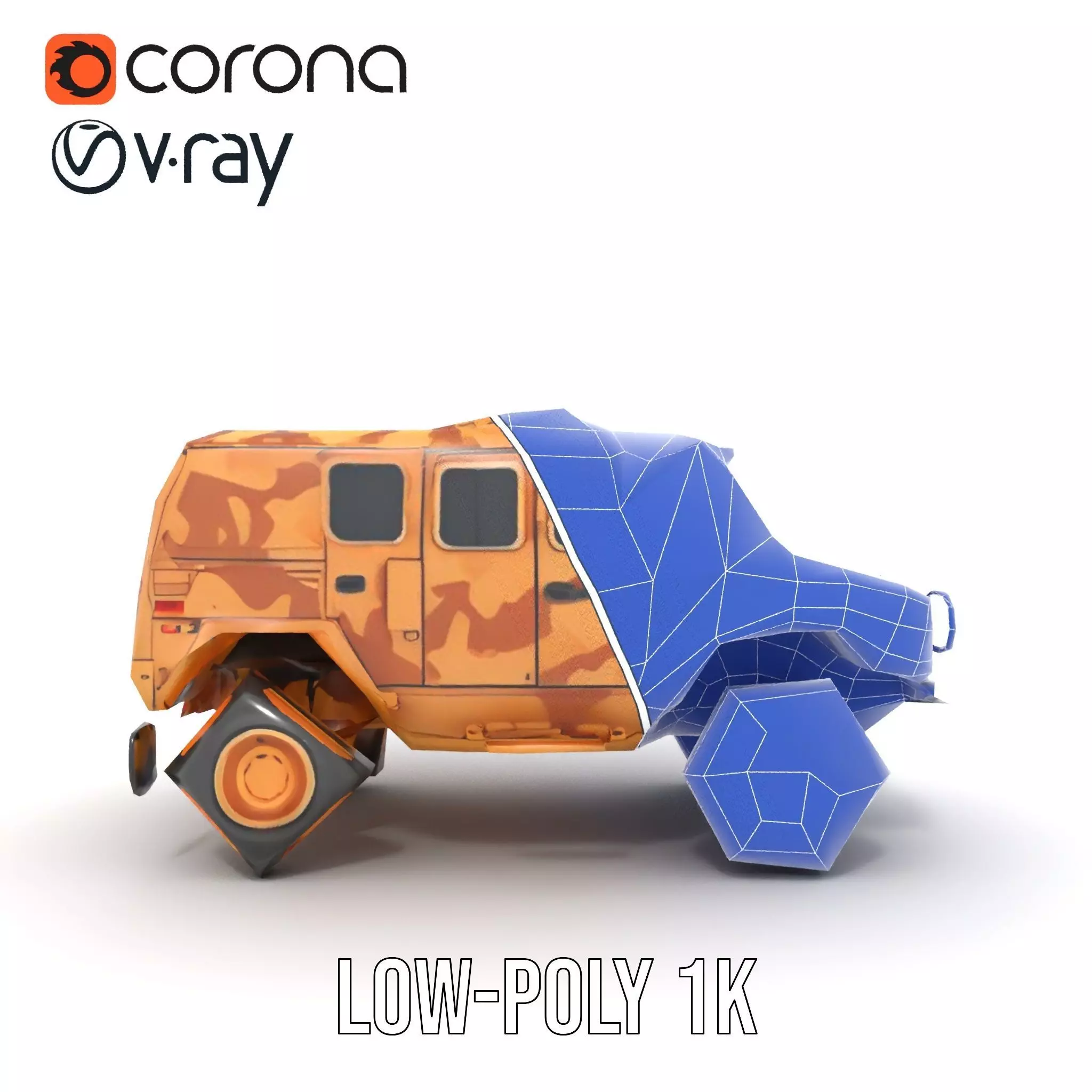 Desert Camouflage Armored Vehicle model pack Low-poly 3D model_26